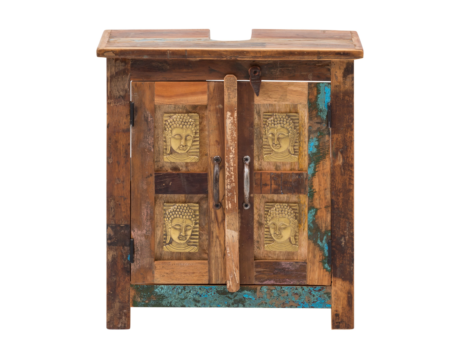 Waschbeckenunterschrank Sumana Holz - recyceltes Hartholz 52x60x30 Frontansicht