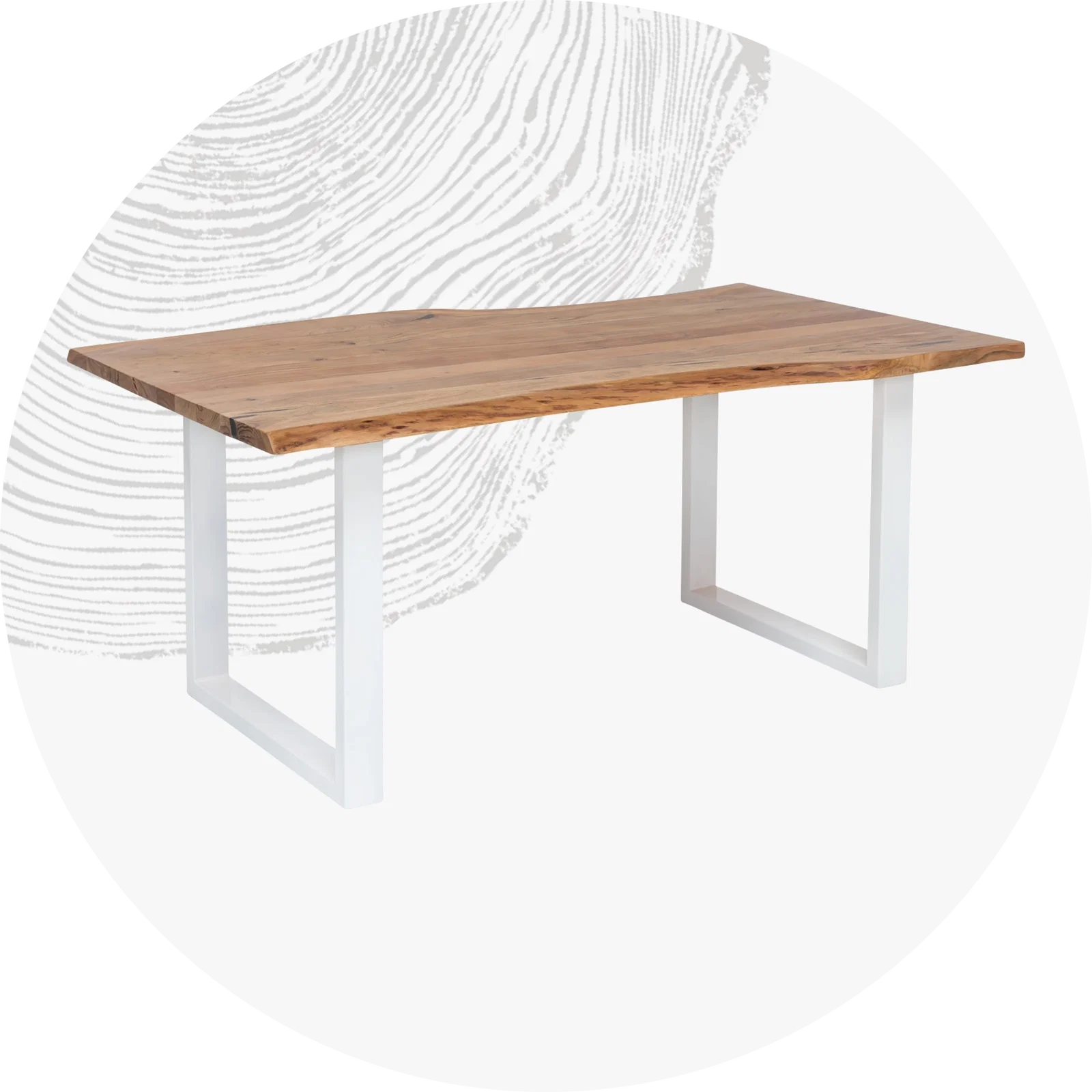 Moderner massiver Esstisch aus Eichenholz in warmem Ambiente, minimalistisches Design mit passenden Stühlen