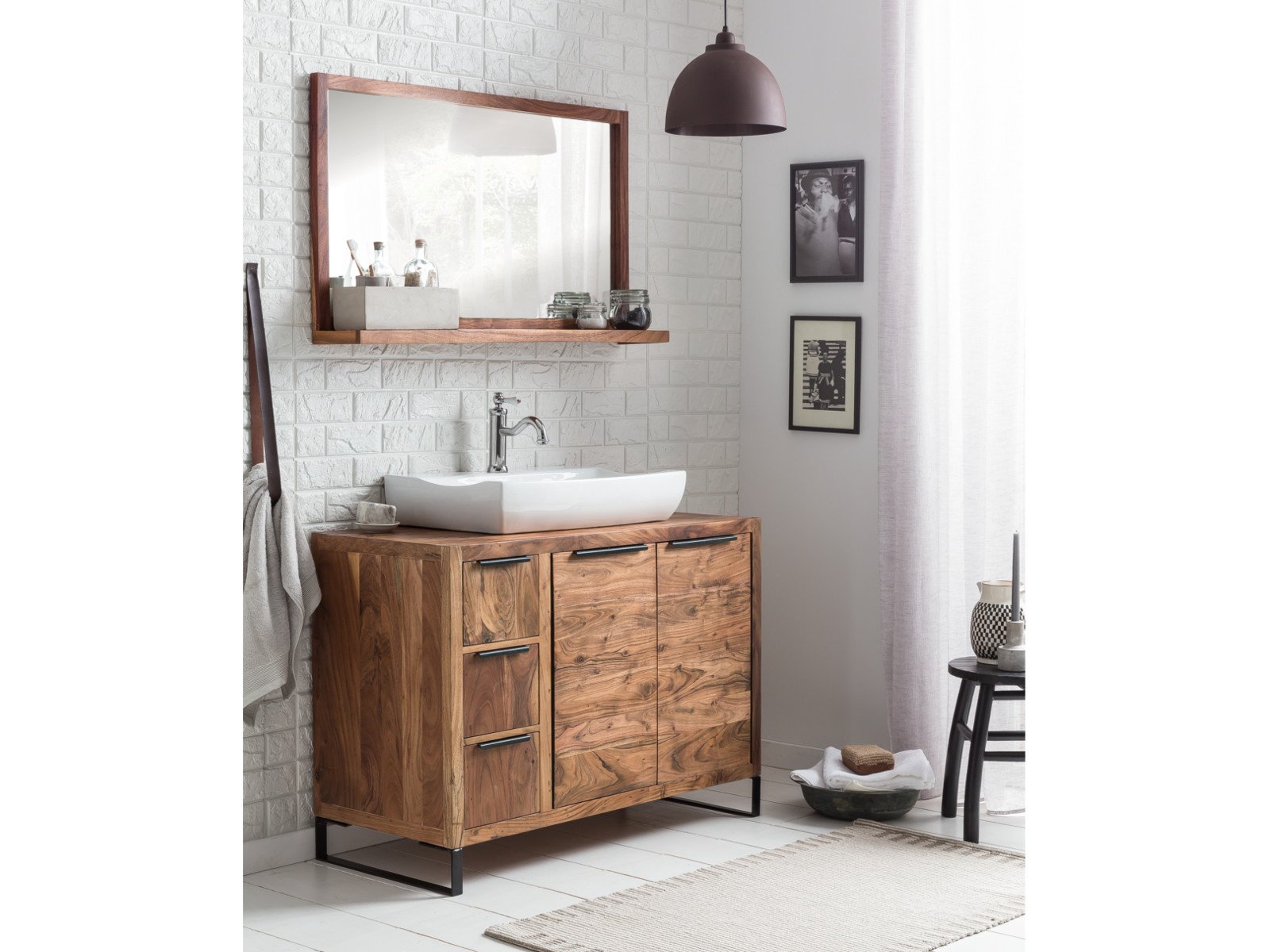 Badmöbel Set Sydney 105cm, Akazie hell Badmöbel Set Sydney 105cm, Akazie hell