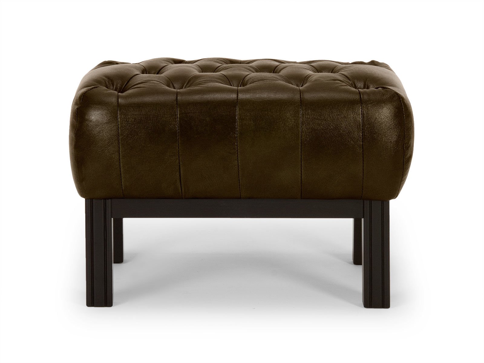 Hocker Chesterfield Kingsfield braun Echtleder 61x43x46 Frontansicht