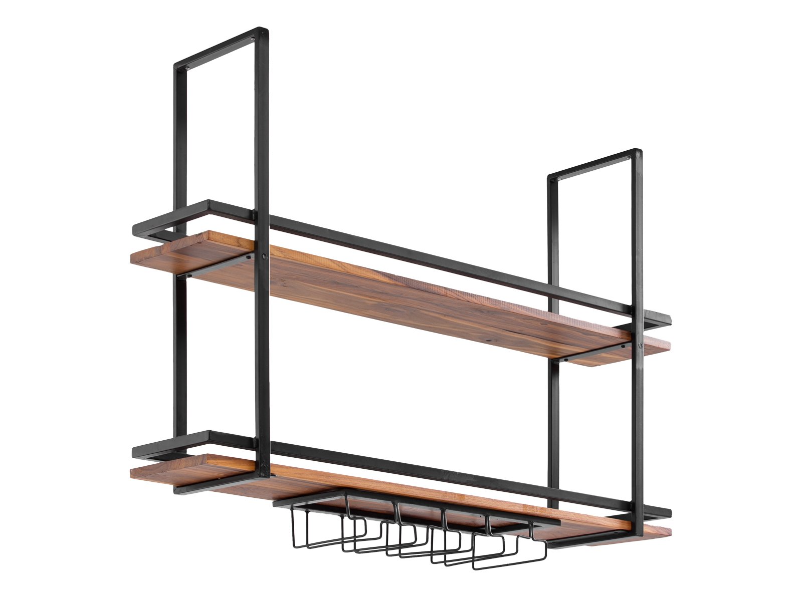 Hängeregal Aro aus Holz & Metall mit Glashalter