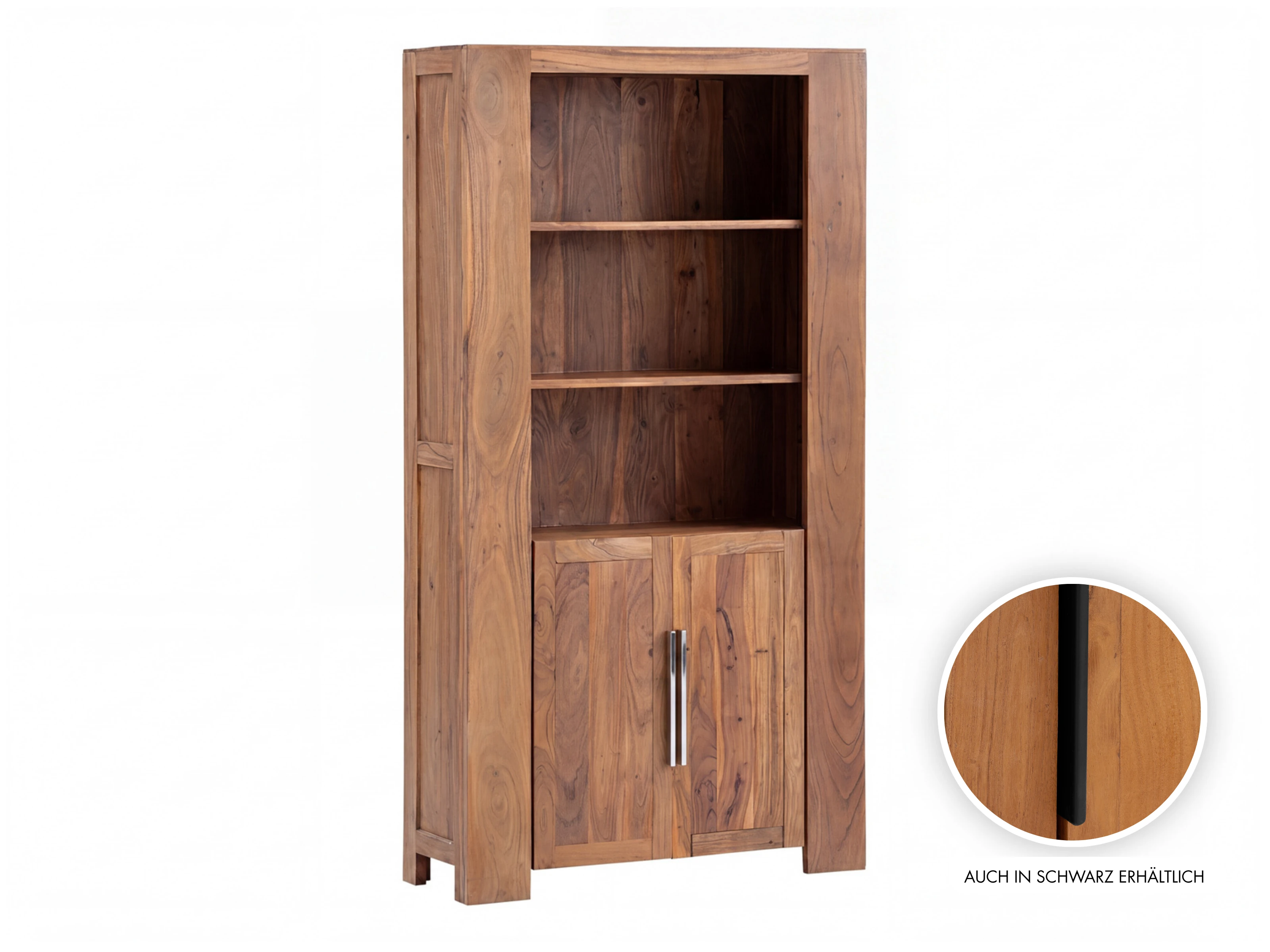 Bücherregal Osbon Akazie - Metallgriffe Silber