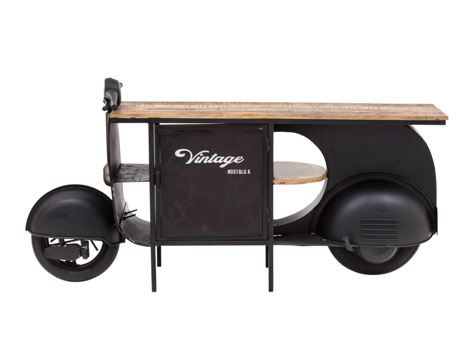 Waschtisch Scooter schwarz Metall - Holz Mango 177x89x44 Frontansicht