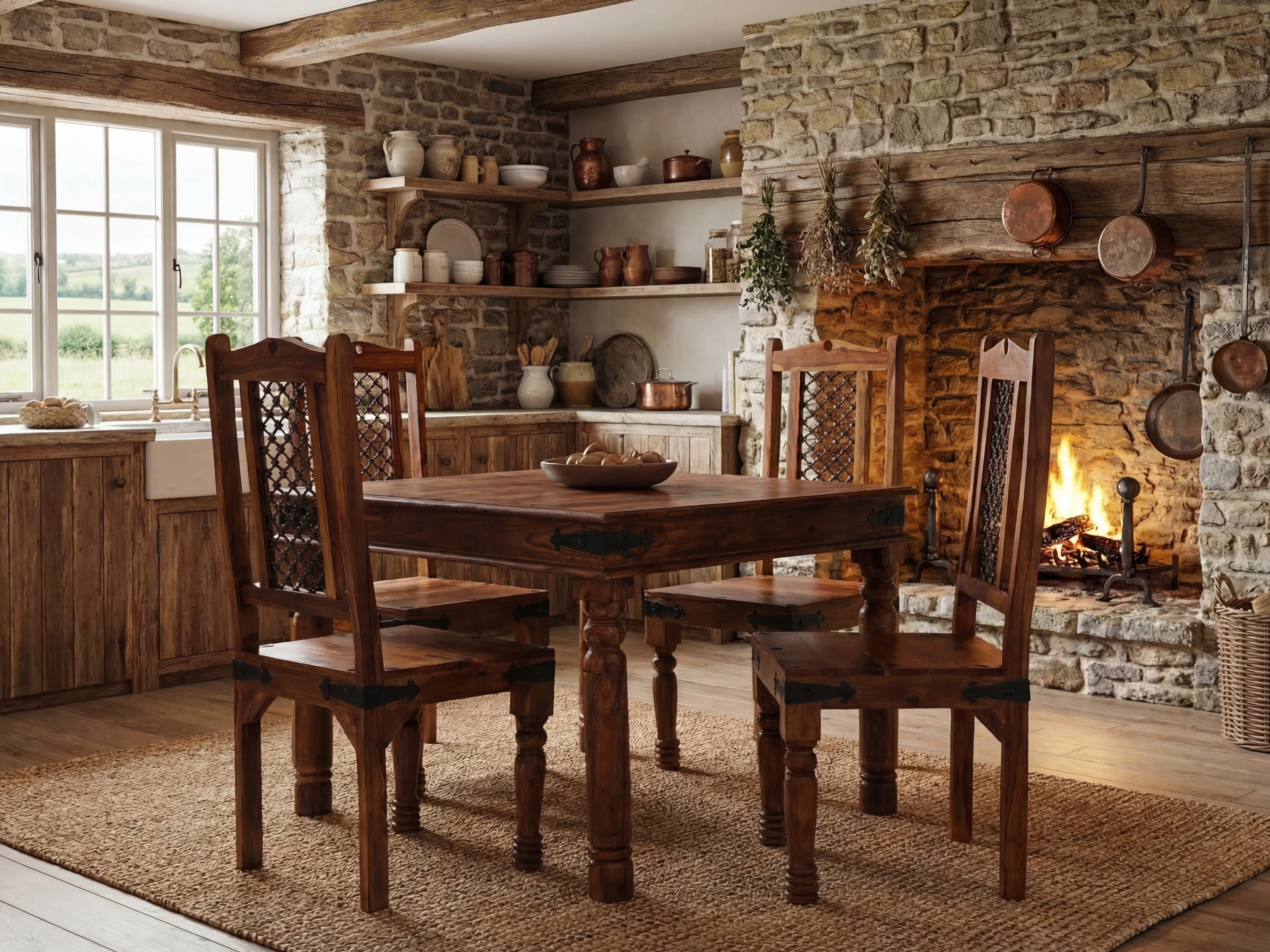 Essgruppe Merlow 80x80 - 4 Stühle