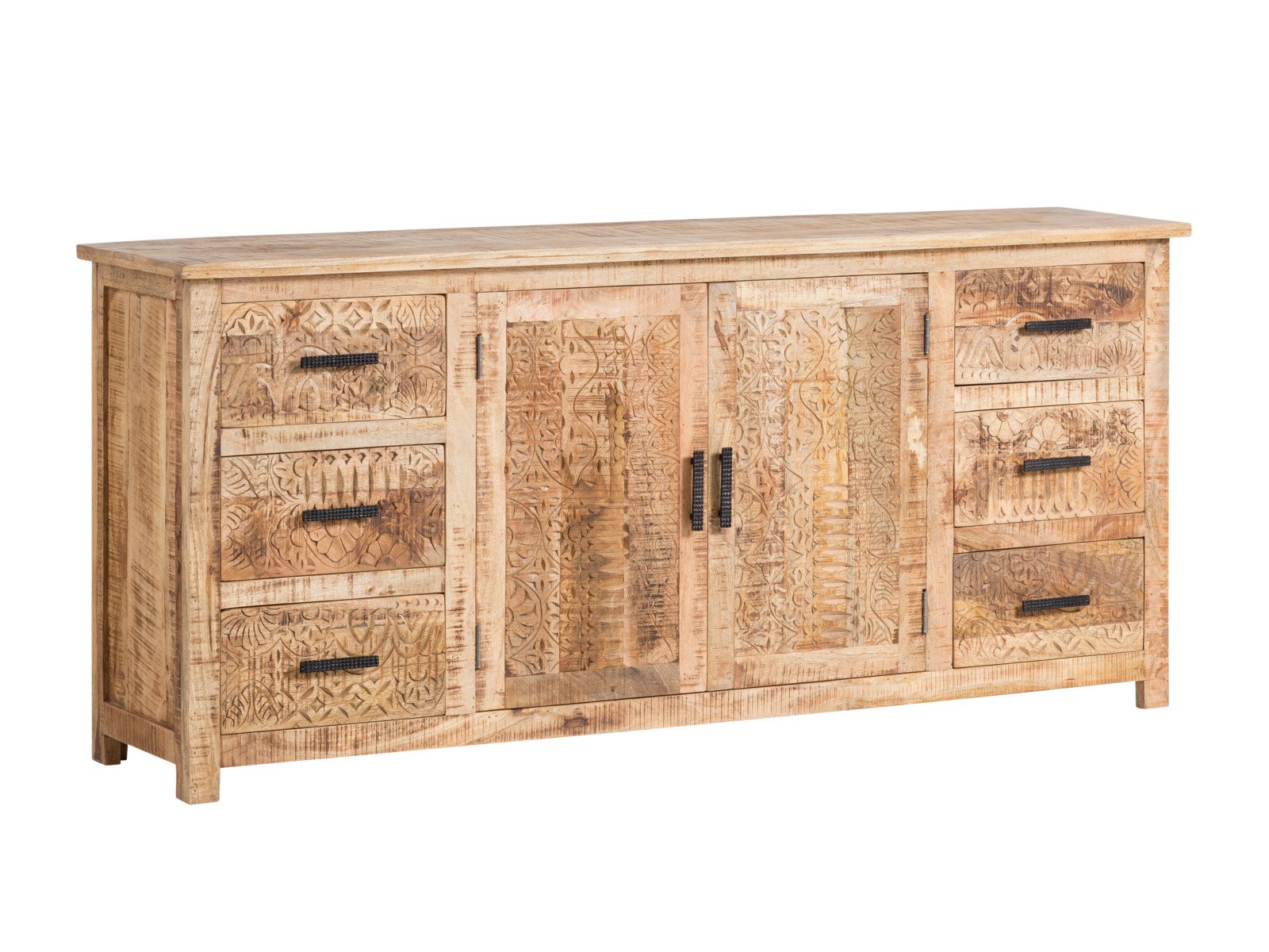 Sideboard Mumbai II Holz - Mango 180x80x42 Schrägansicht