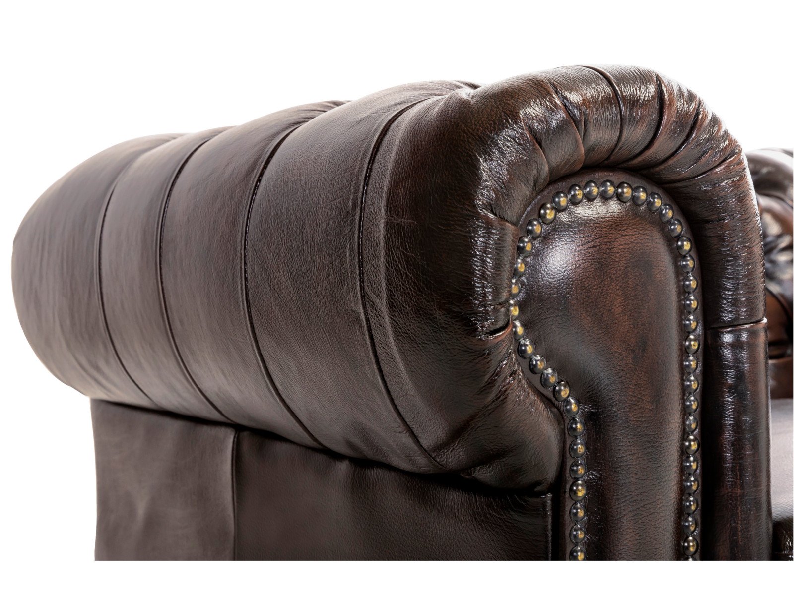 Sofa Chesterfield 6-Sitzer Echtleder braun 352x72x100 Detailbild 3