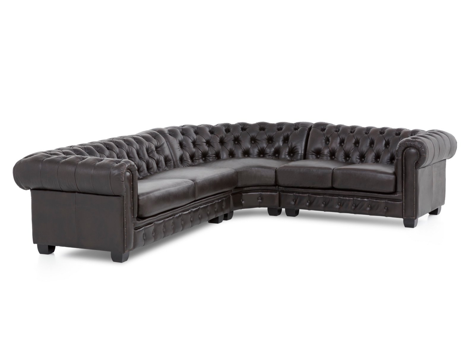 Ecksofa Chesterfield Echtleder II braun Ecksofa Chesterfield Echtleder II braun 294x74x263 Schrägansicht