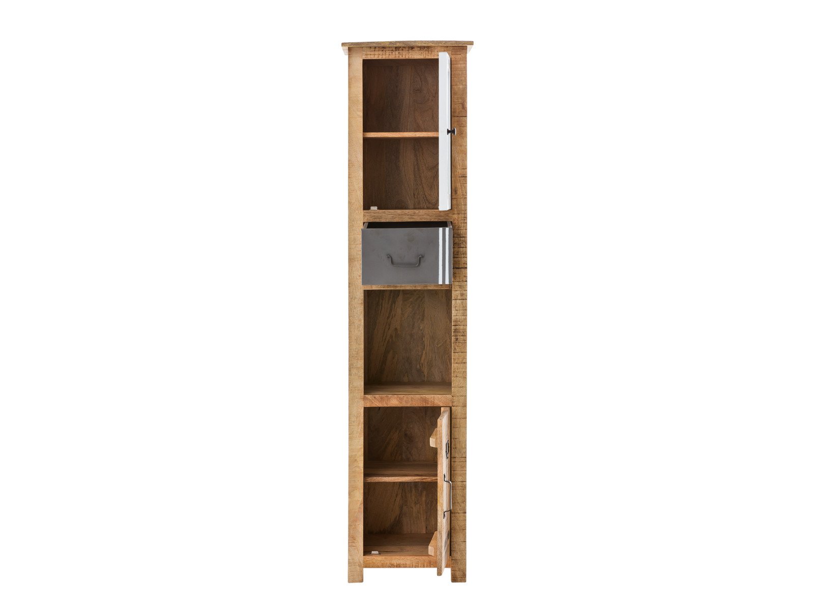 Bad Hochschrank Pune Holz - Mango 43x180x35 Frontansicht geöffnet