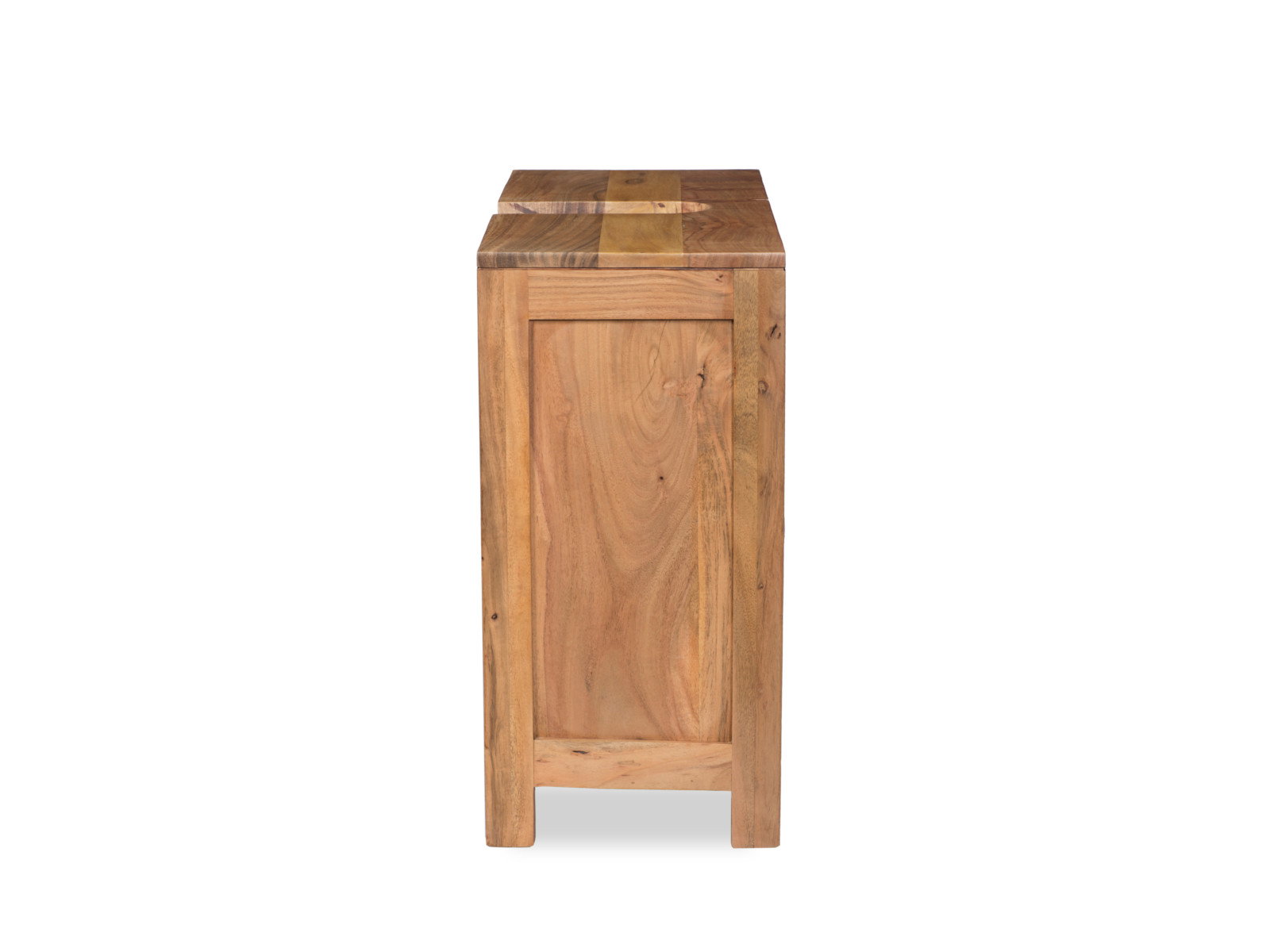 Freisteller: Waschbeckenunterschrank Auckland in Seitenansicht, Akazienholz lackiert, braun, 67×61×30 cm, 2 Türen