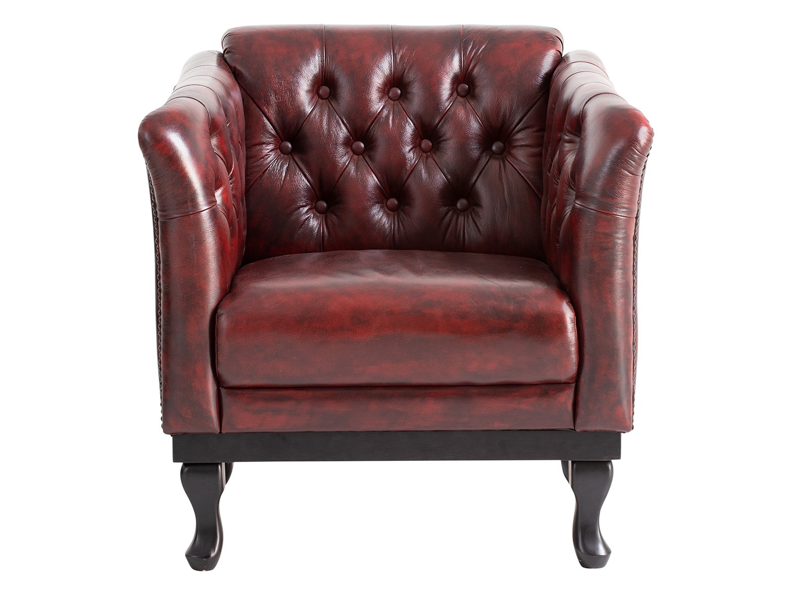 Sessel Chesterfield Dover aus Echtleder antik rot