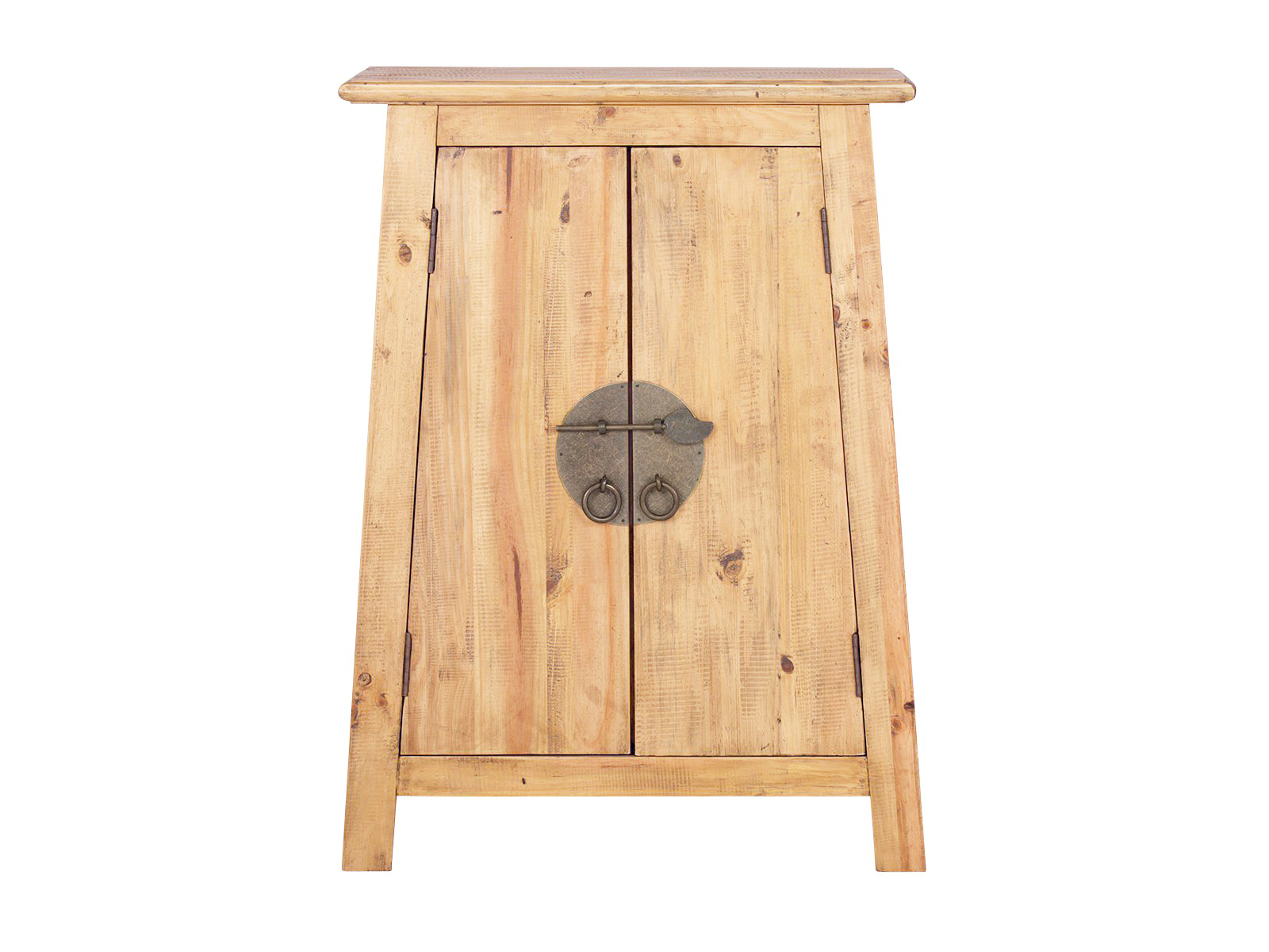 Freisteller-Frontansicht: Unterschrank Rangun aus recycelter Pinie, braun lackiert, 59×80×32 cm, 2 Türen Freisteller-Frontansicht: Unterschrank Rangun aus recycelter Pinie, braun lackiert, 59×80×32 cm, 2 Türen