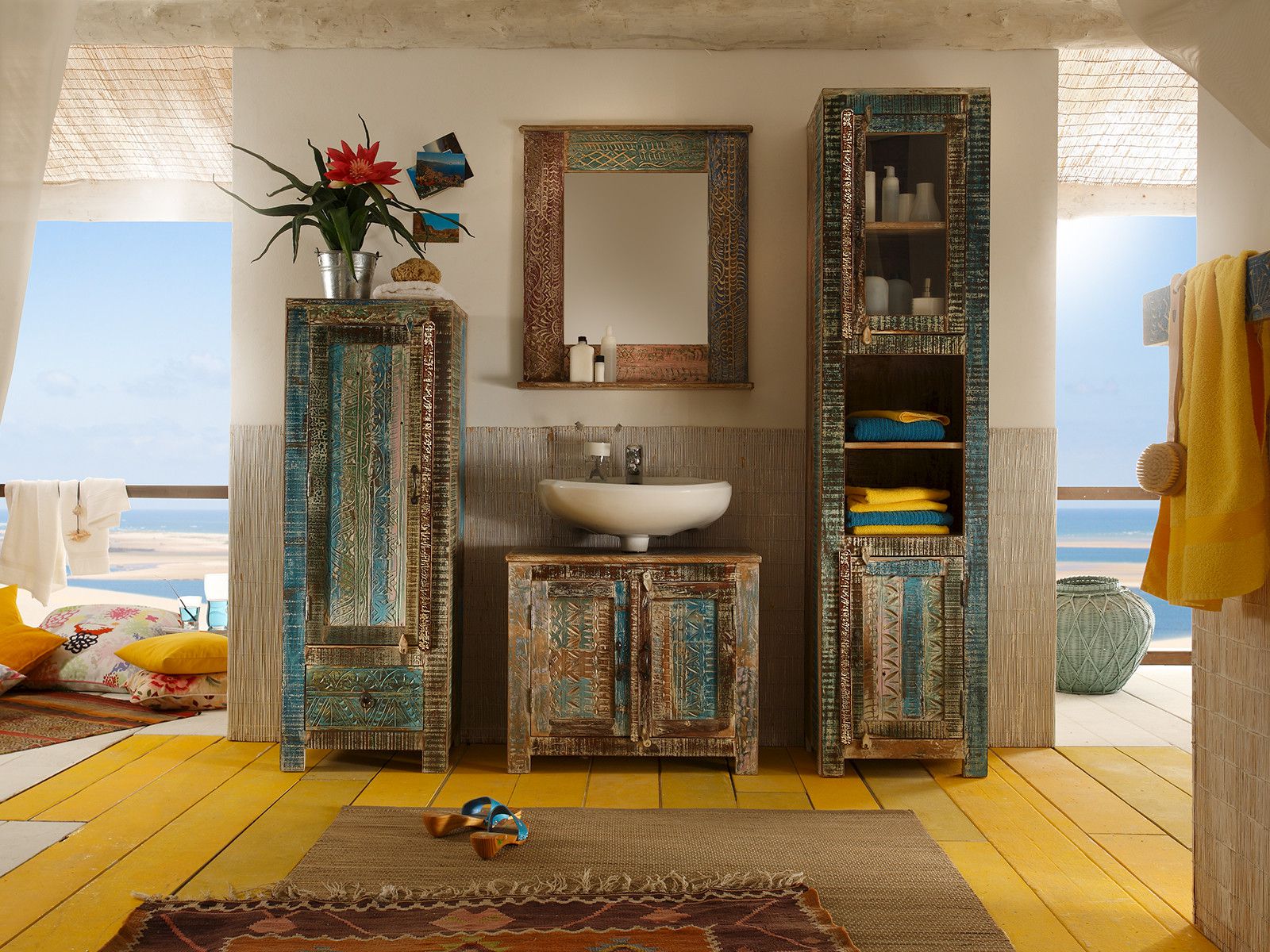 Bad Spiegel 70x80 Blue Lagoon Holz - Altholz 70x80x14 Ambiente