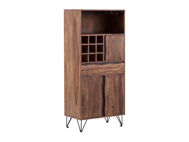 Highboard Wildwood aus massiver Wildeiche im Wohn-Ambiente, rustikales Sideboard mit Deko, Pflanzen und herbstlicher Stimmung