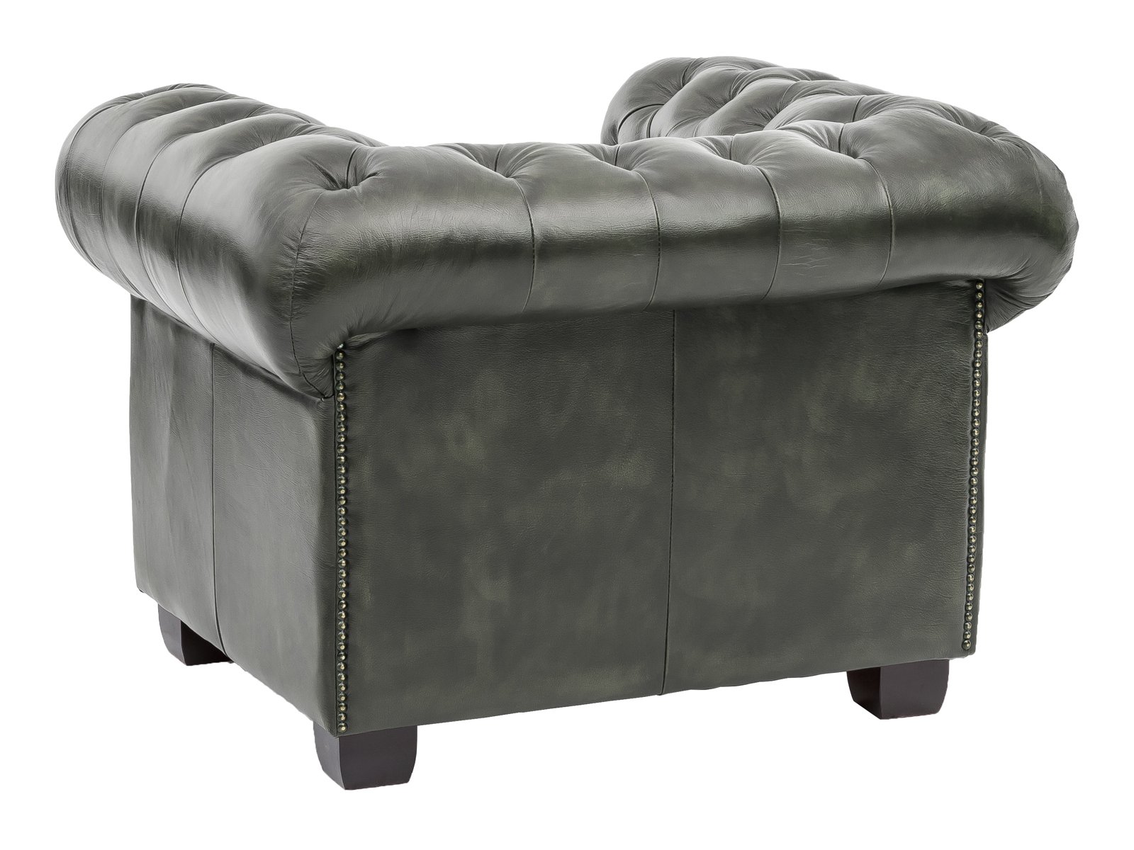 Sessel Chesterfield Echtleder grün 100x72x90 Rückansicht