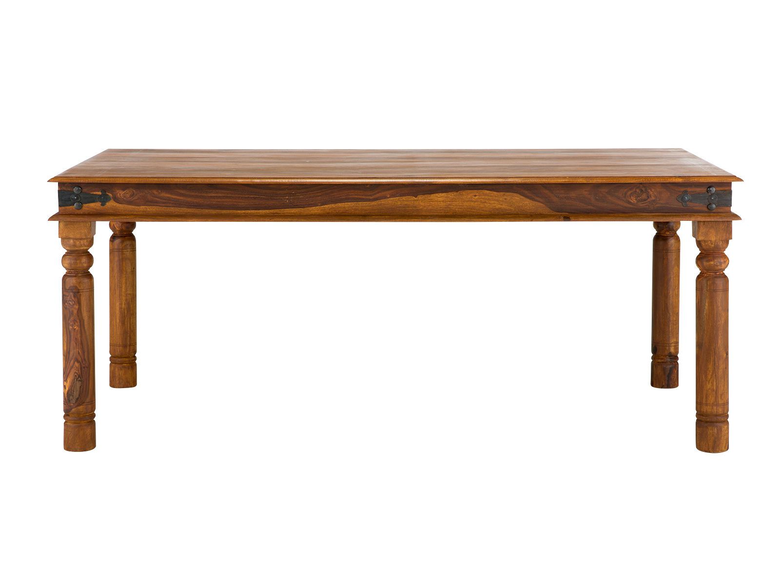 Freisteller-Frontansicht Esstisch Merlino 148×90×75 cm aus lackiertem Akazienholz in Braun – rechteckiger Diningtisch