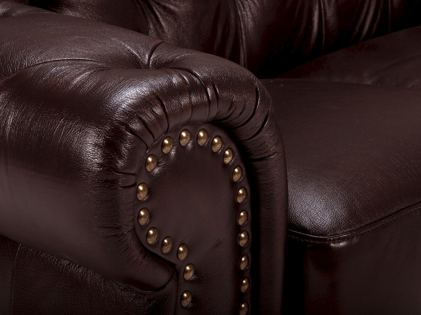 Sofa Chesterfield Hereford 2-Sitzer Echtleder braun 168x94x96 Detailbild
