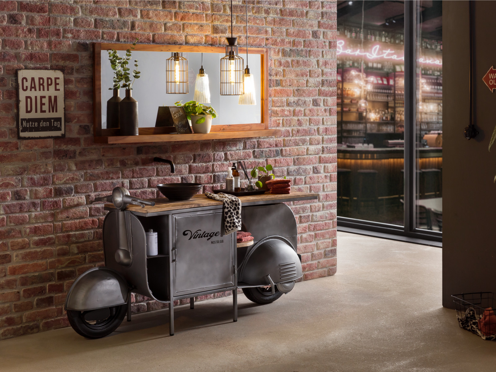 Waschtisch Scooter Metall - Holz Mango 177x89x44 Ambiente Waschtisch Scooter Metall - Holz Mango 177x89x44 Ambiente