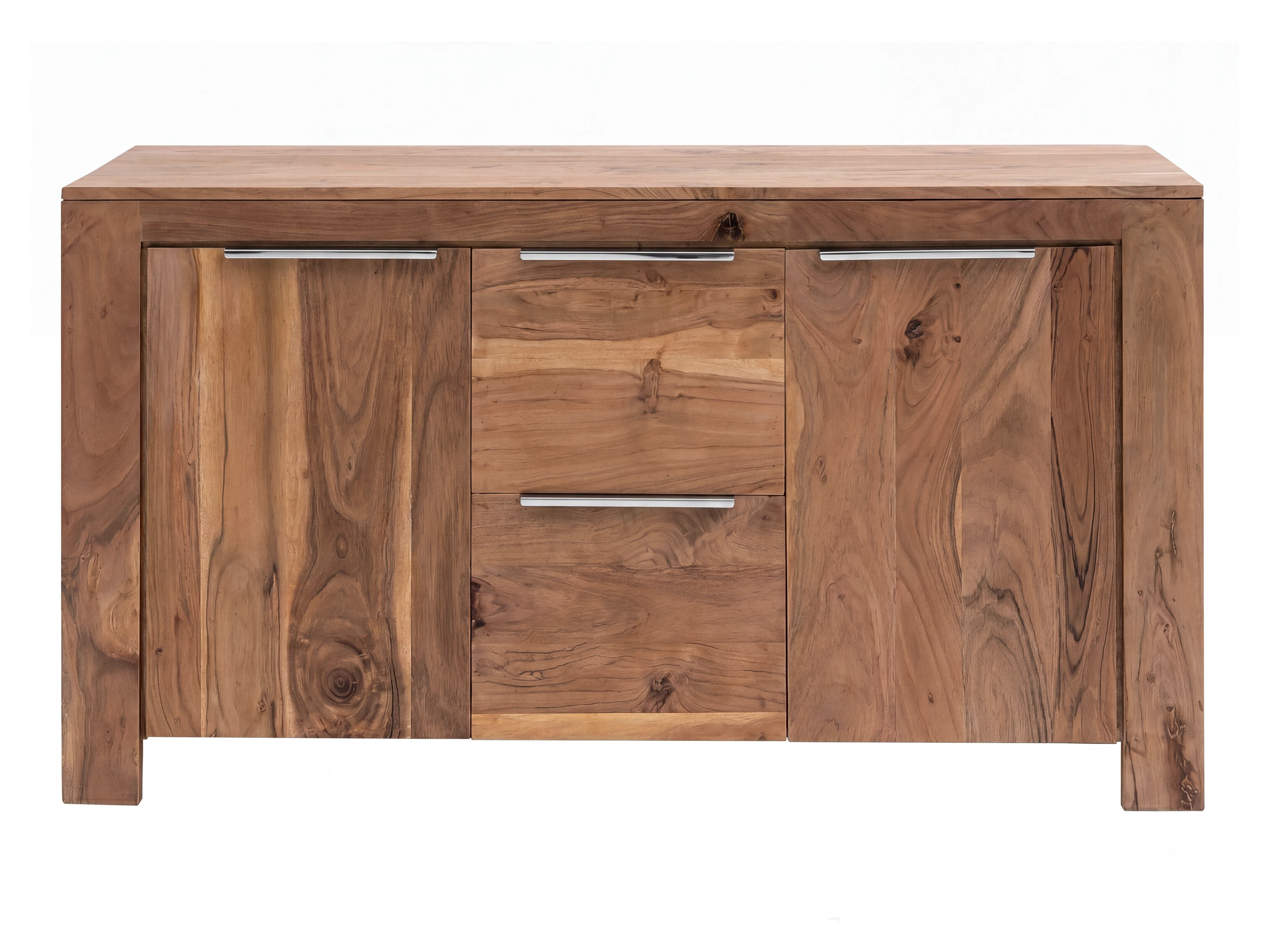 Badmöbel Set Osbon Akazie 2teilig - Metallgriffe Silber