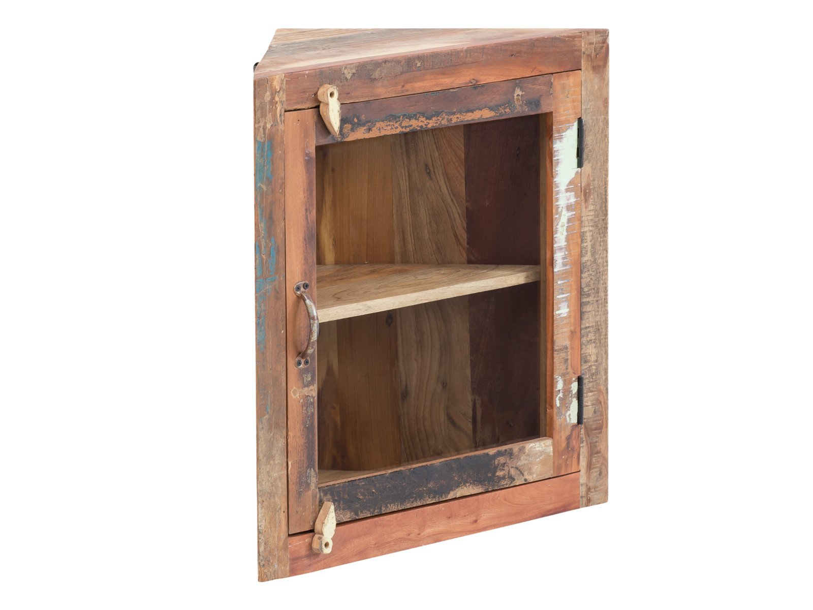 Eckhängeschrank Sumana Eckhängeschrank Sumana Holz - recyceltes Hartholz 65x65x30 Schrägansicht