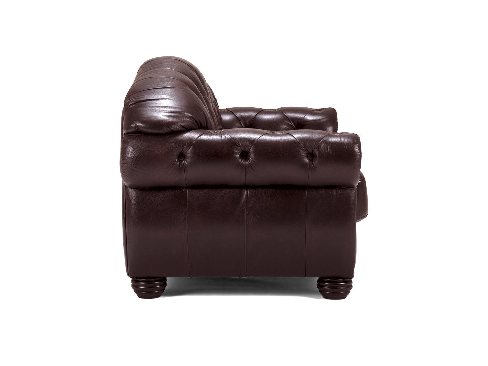 Sofa Chesterfield Hereford 2-Sitzer Echtleder braun 168x94x96 Seitenansicht