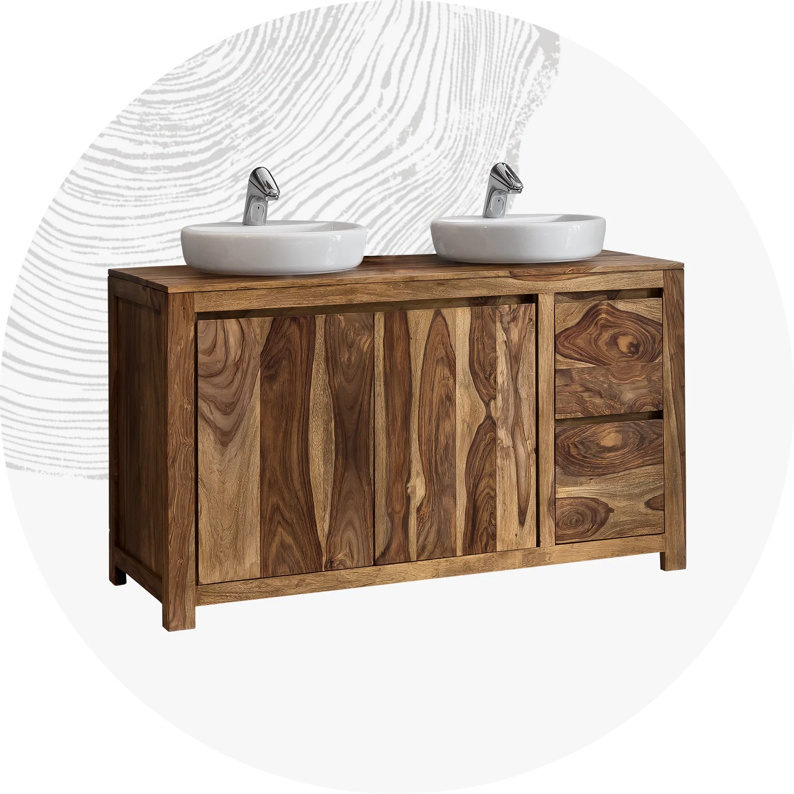 Moderne Waschtische aus Holz in verschiedenen Designs – Massivholz-Badmöbel mit klaren Linien und natürlichen Holzfarben