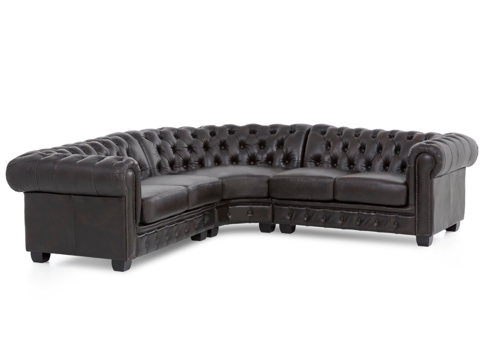 Ecksofa Chesterfield Echtleder braun Ecksofa Chesterfield Echtleder braun 236x74x236 Schrägansicht