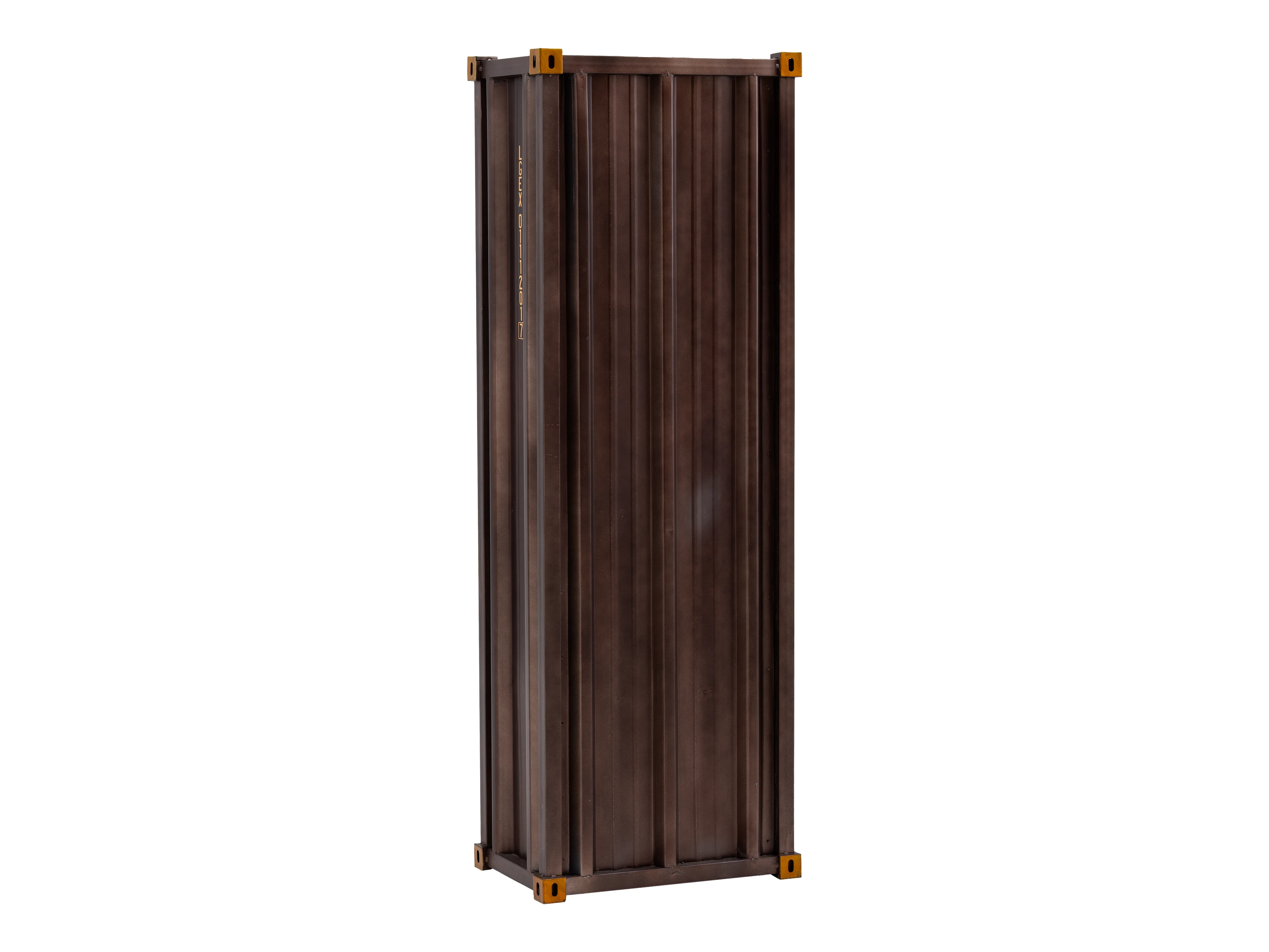 Freisteller Seitenansicht: Barregal/Hochschrank Cargon 60×177×40?cm, braunes Mango-Holz & Metall, 1 Tür rechts öffnend