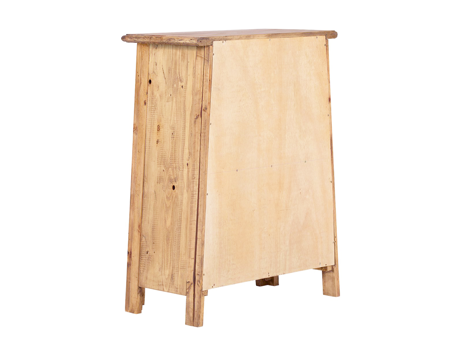 Unterschrank Rangun aus recycelter Pinie, lackiertes braunes Holz, 2 Türen, Freisteller Rückansicht im 45°-Winkel. Unterschrank Rangun aus recycelter Pinie, lackiertes braunes Holz, 2 Türen, Freisteller Rückansicht im 45°-Winkel.