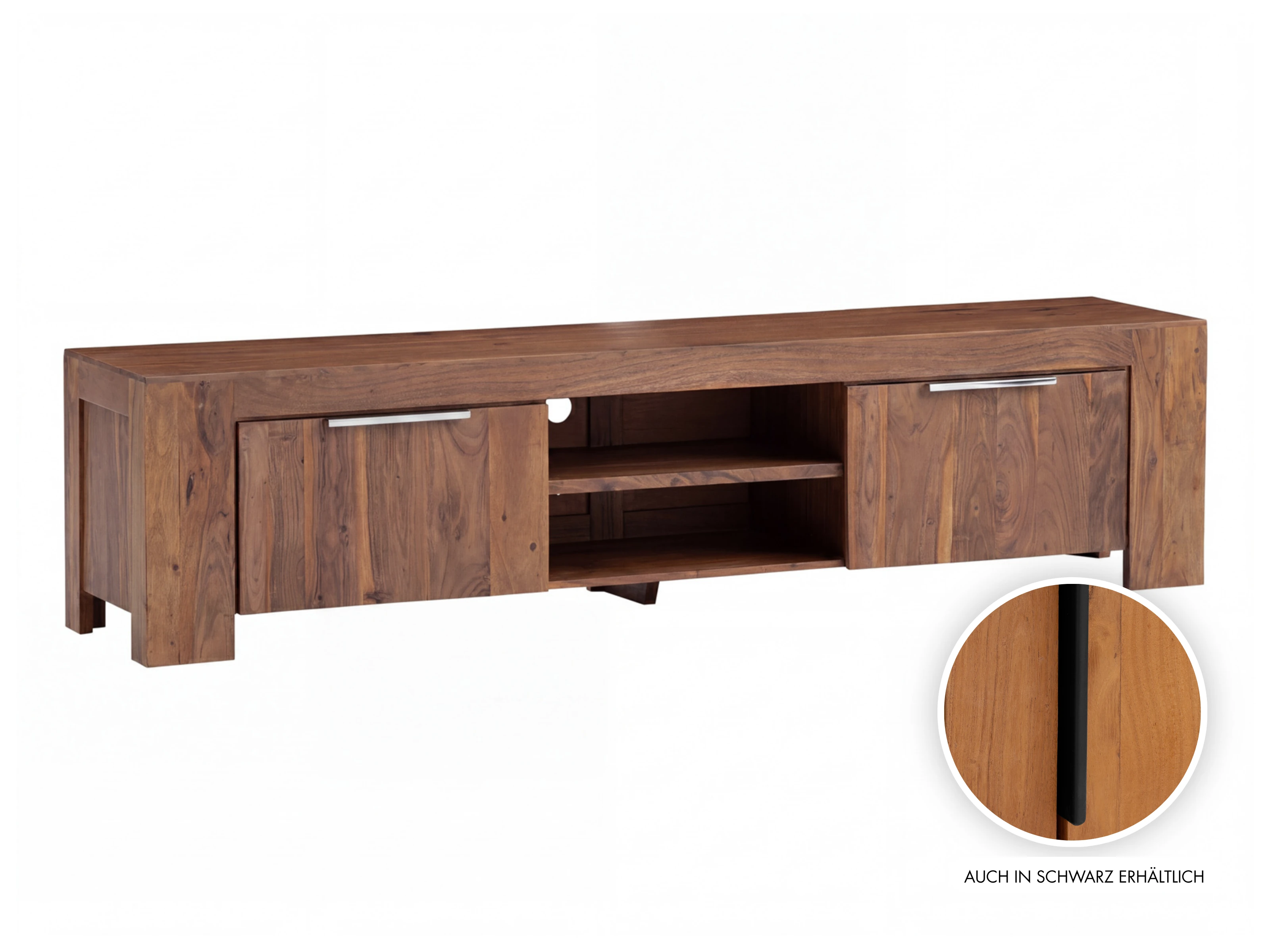 TV-Bank Osbon Akazie - Metallgriffe Silber