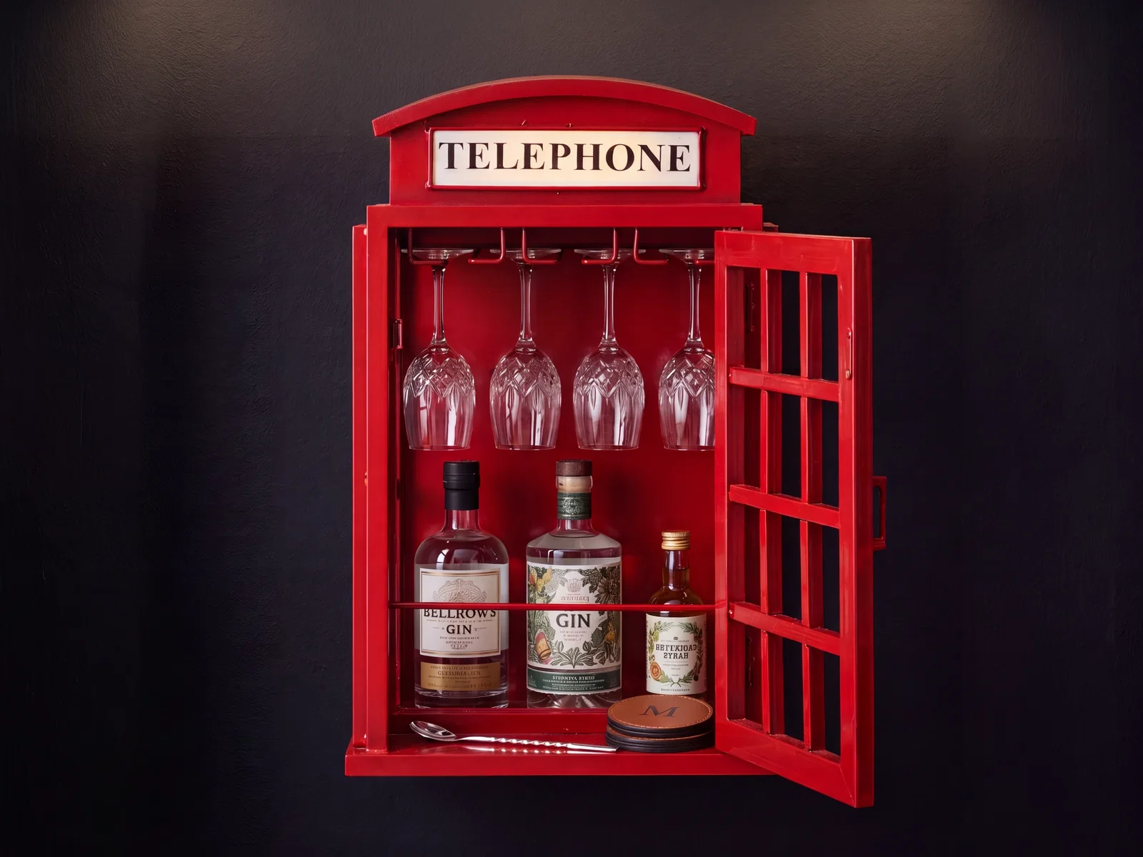 Barregal Wandschrank Telefonzelle rot