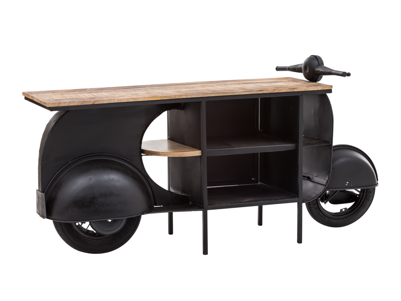 Waschtisch Scooter schwarz Metall - Holz Mango 177x89x44 Rückansicht