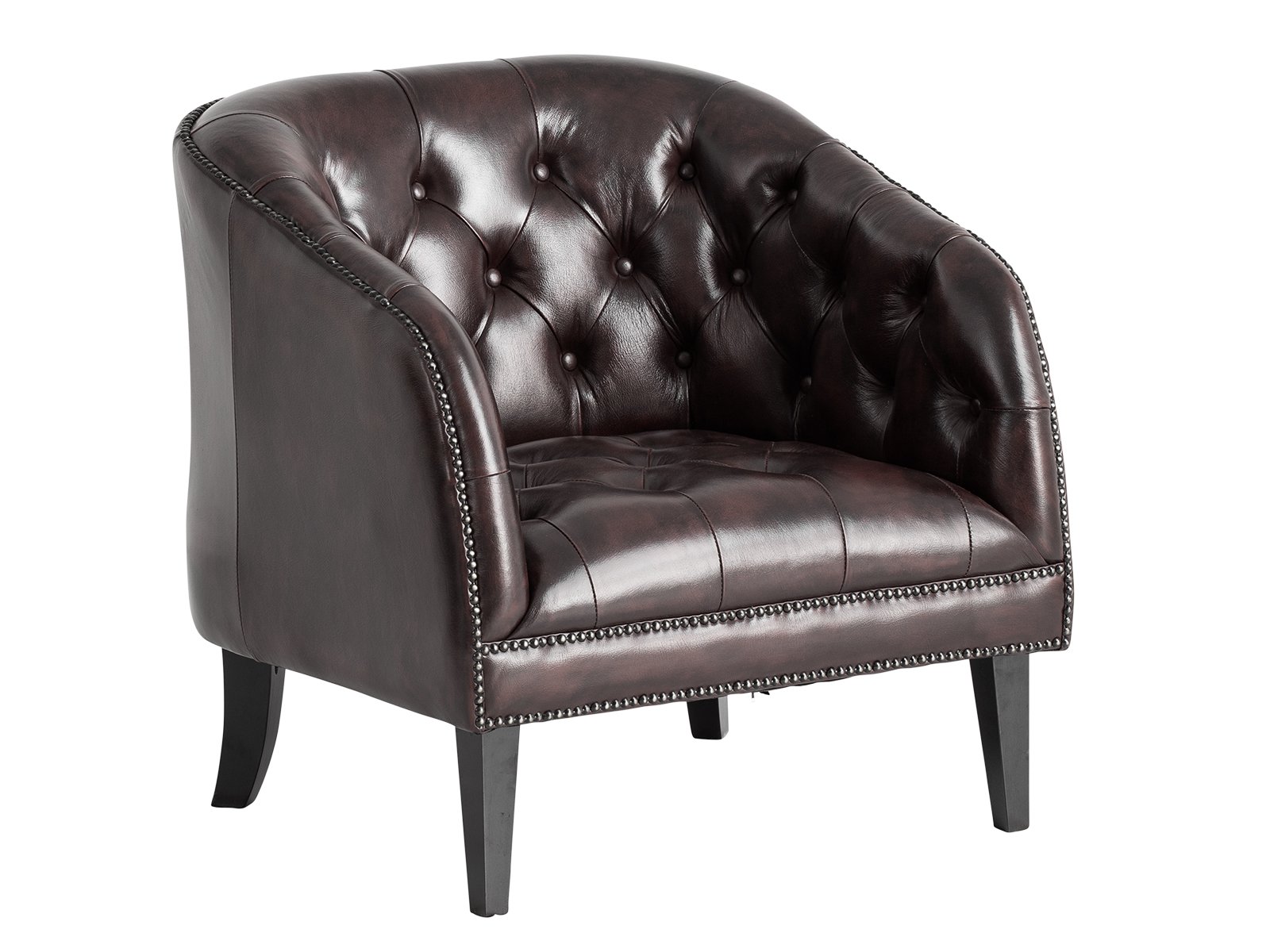 Sessel Chesterfield Oakland Echtleder braun Sessel Chesterfield Oakland Echtleder braun 76x76x76 Schrägansicht