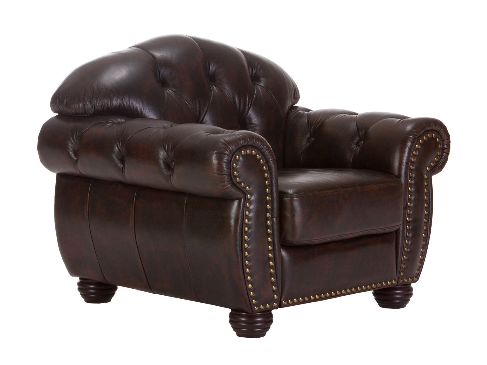 Sessel Chesterfield Hereford Echtleder braun Sessel Chesterfield Hereford Echtleder braun 112x94x96 Schrägansicht