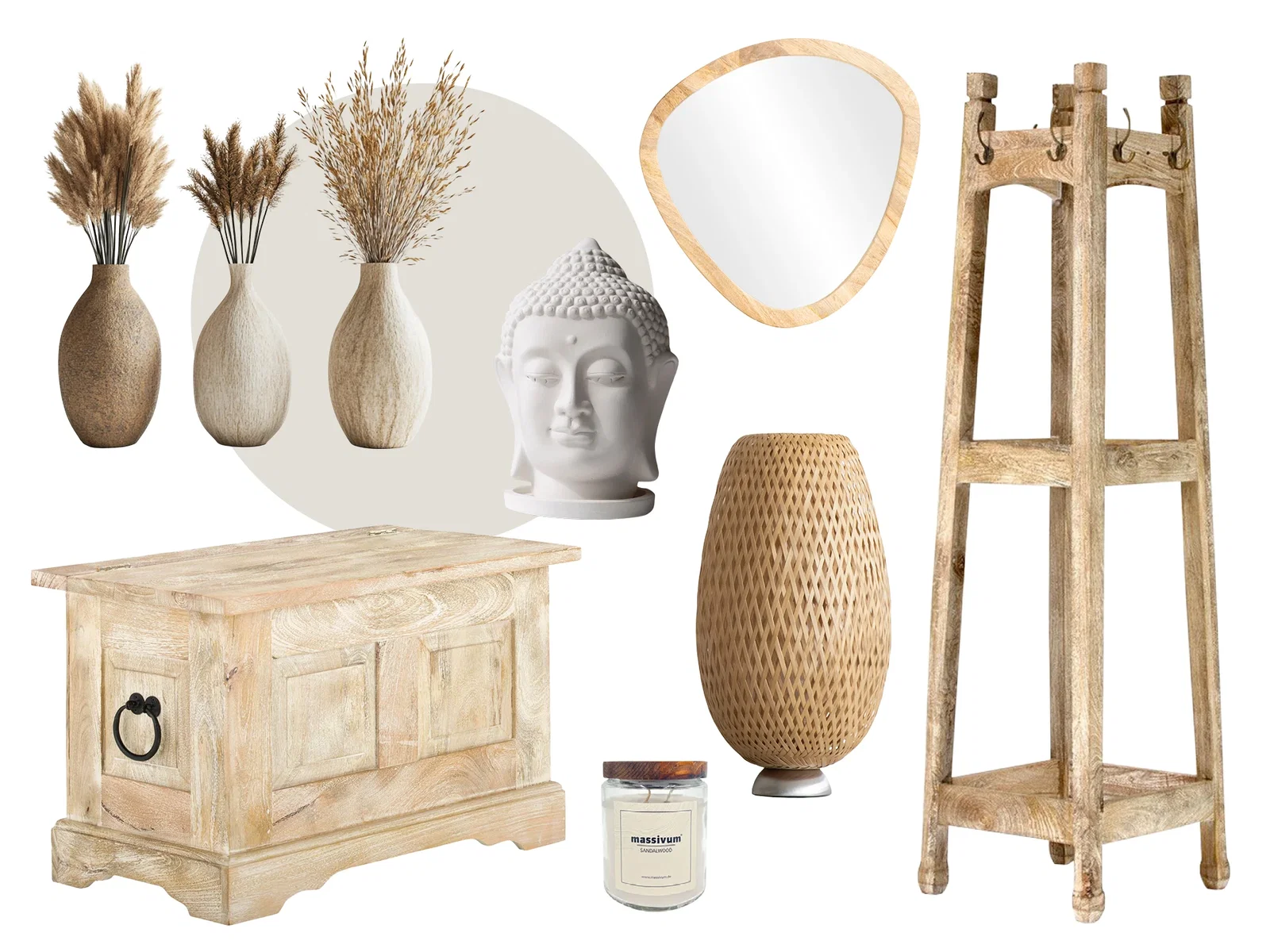 Modernes Interieur mit warmen Holztönen, minimalistischen Holzmöbeln, klaren Linien und Pflanzen – Wohntrends 2025