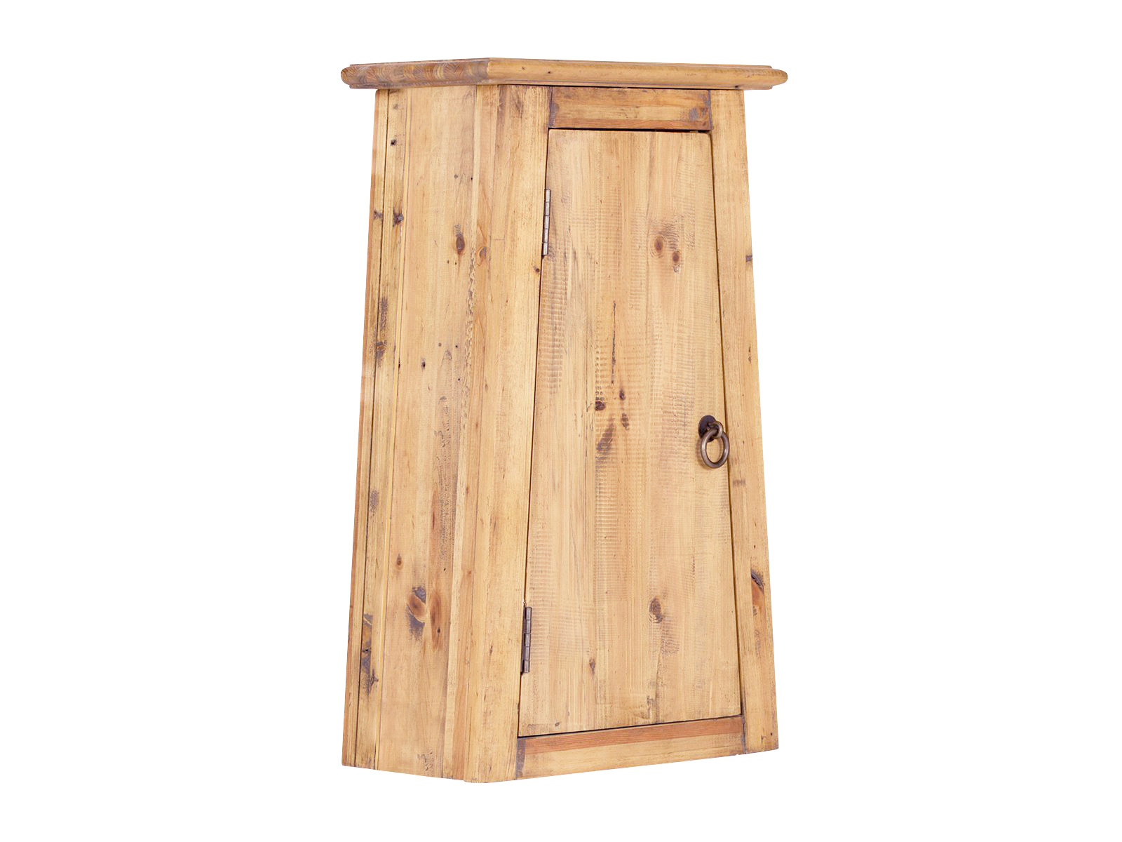 Hängeschrank Rangun, recycelte Pinie braun lackiert, freisteller 45°-Ansicht, 42×70×22 cm, 1 Tür links angeschlagen Badmöbel Set Rangun