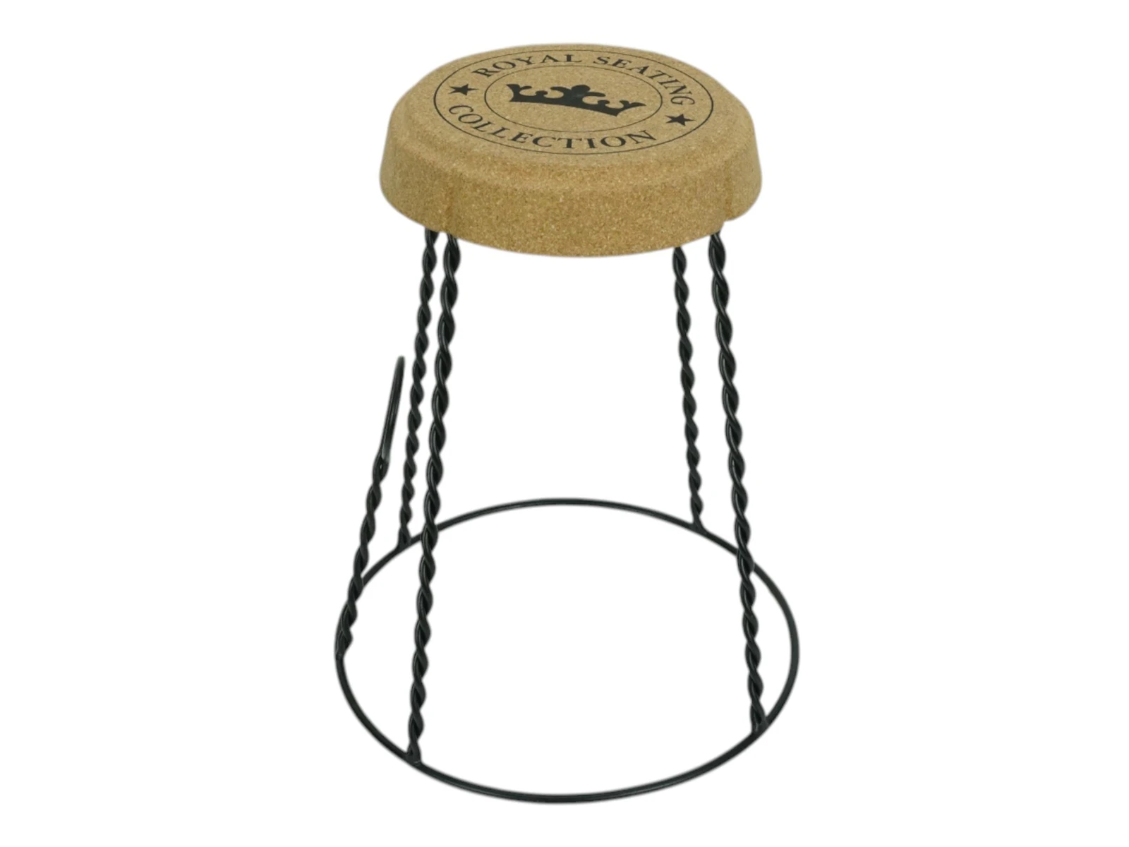 Hocker Corkano: Kork-Metall-Sitzhocker in Braun, Freisteller, 45°-Ansicht, Maße B40×H50×T40 cm Hocker Corkano: Kork-Metall-Sitzhocker in Braun, Freisteller, 45°-Ansicht, Maße B40×H50×T40 cm