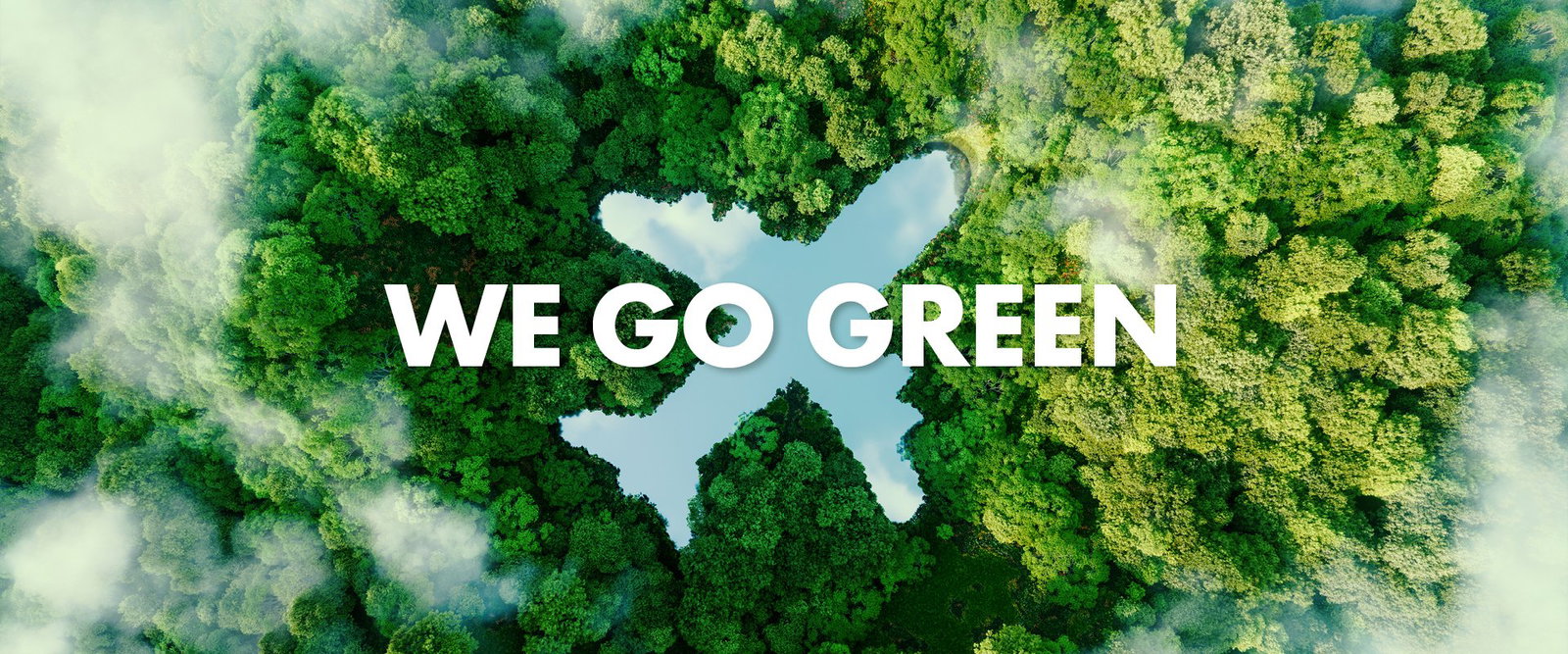 Waldmotiv mit Schriftzug „Versand mit GoGreen Plus“