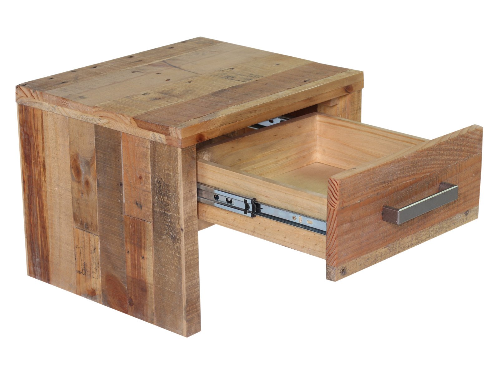 Nachttisch Albury Pinie Holz - recycelte Pinie 40x31x35 Schrägansicht