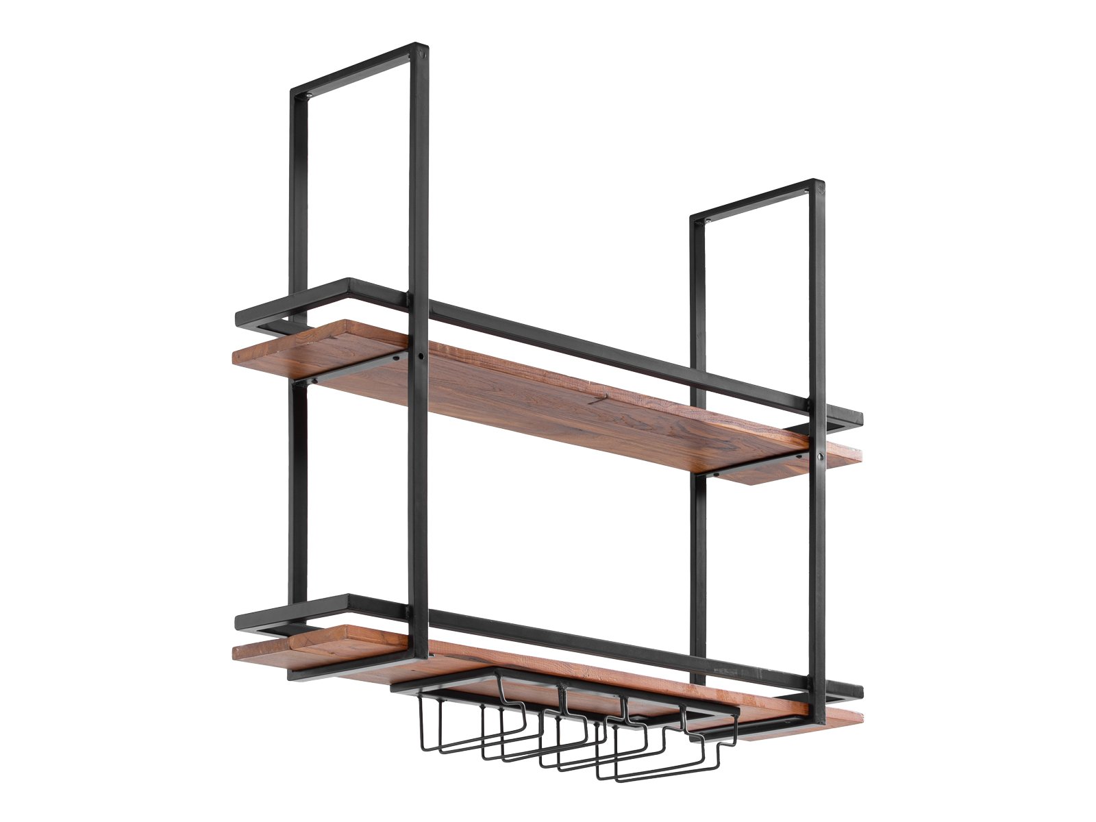 Hängeregal Aro 100cm Metall - Holz 100x80x25 Schrägansicht