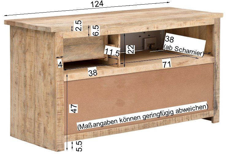 Waschtisch Pune Holz - Mango 124x75x50