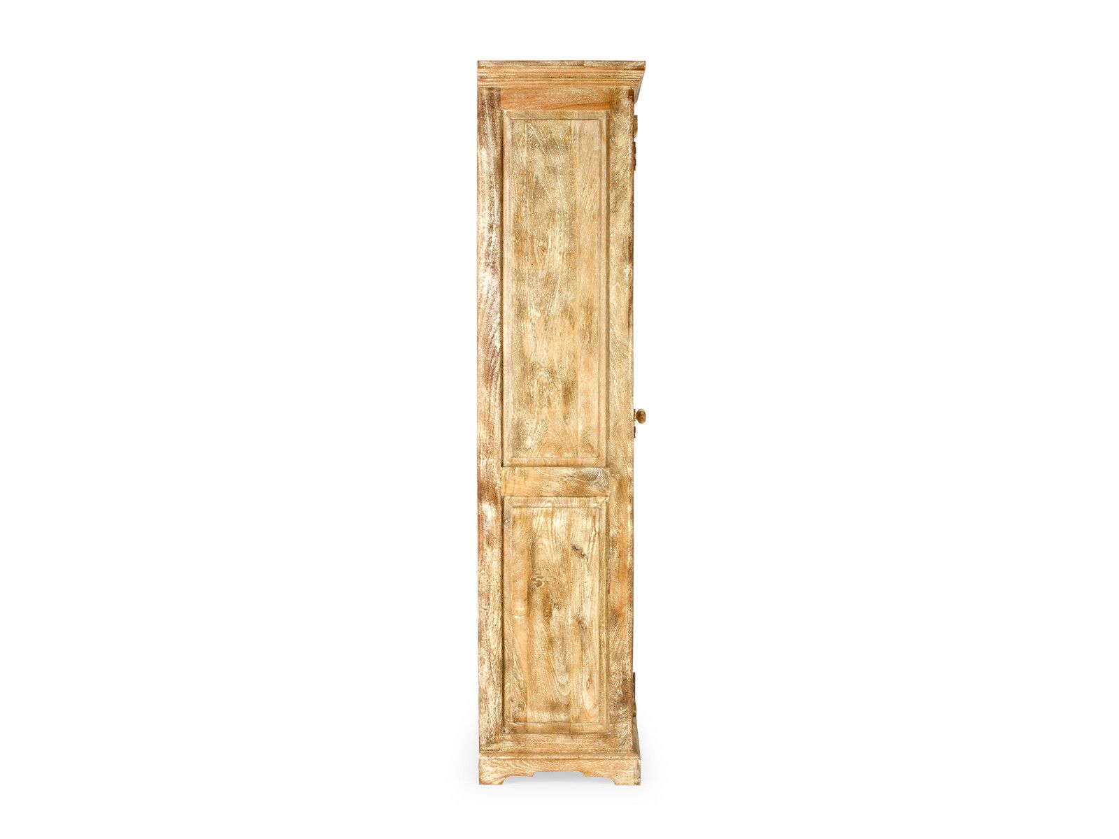 Freisteller Seitenansicht: Schrank Patina aus lackiertem Mango-Holz, 2-türig, natur, B75×H190×T44 cm, Stauraumschrank Freisteller Seitenansicht: Schrank Patina aus lackiertem Mango-Holz, 2-türig, natur, B75×H190×T44 cm, Stauraumschrank