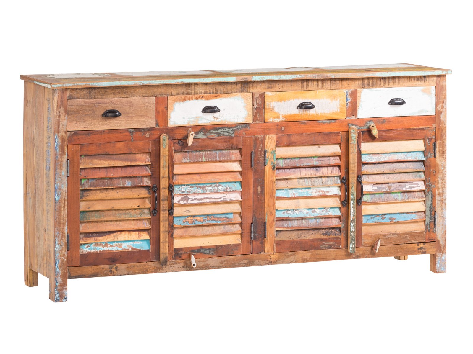 Sideboard Wakefield 4türig Sideboard Wakefield 4türig Holz - recyceltes Hartholz 182x90x45 Schrägansicht