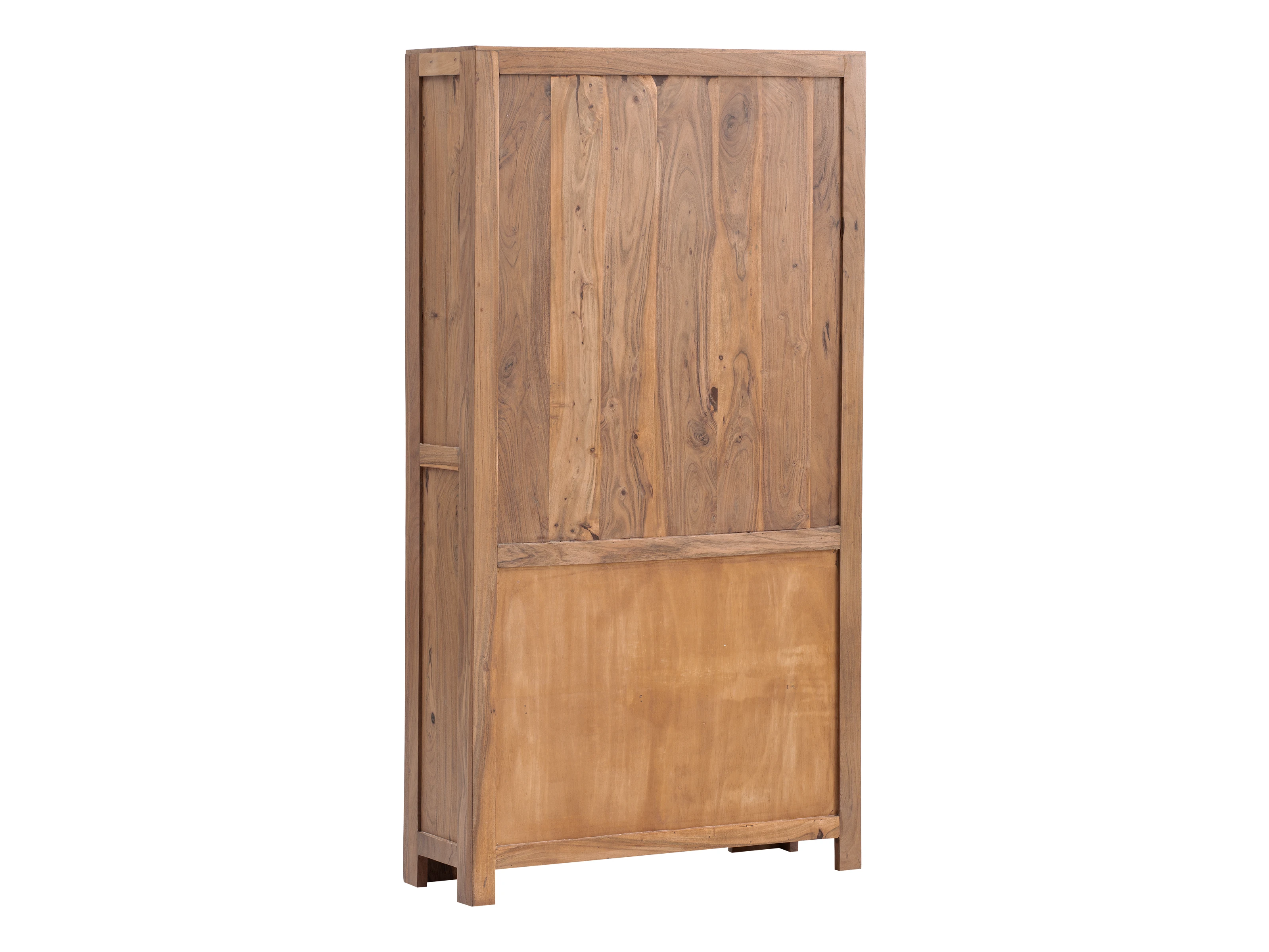 Bücherregal Osbon in Freisteller-Rückansicht: lackierte Akazie-Holzrückwand mit Rahmen, 100×190×40 cm Bücherregal Osbon in Freisteller-Rückansicht: lackierte Akazie-Holzrückwand mit Rahmen, 100×190×40 cm