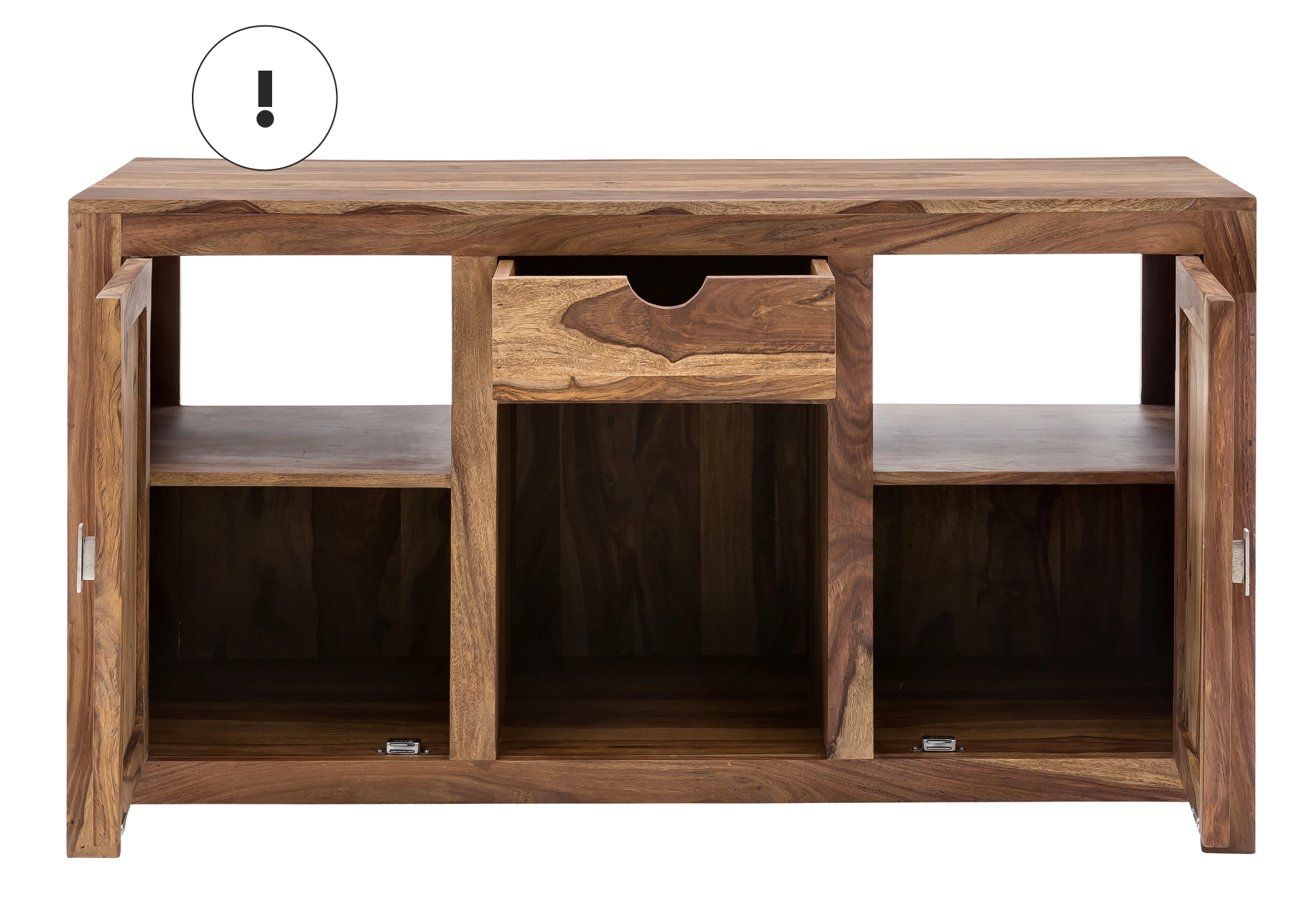 Moderner Massivholz-Waschtisch mit weißem Aufsatzbecken, hängend, minimalistisches Bad mit grüner Pflanze