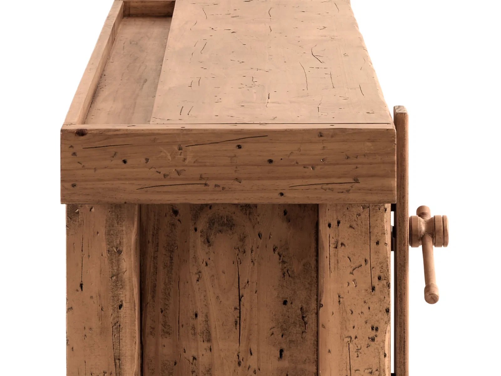 Detail der Otago Deckplatte mit länglicher Rille, die gestalterisch die Werkzeugrinne klassischer Werkbänke aufgreift