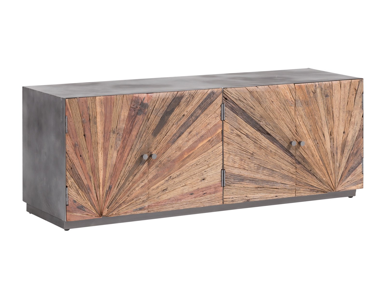 TV-Bank Derby TV-Bank Derby Metall - Altholz 160x60x50 Schrägansicht