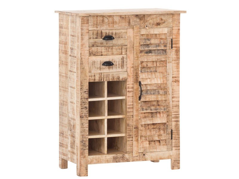 Kommode "Caribou" aus Holz im bunten, herbstlichen Ambiente, dekoriert mit Vasen, Büchern und warmen Farbtönen