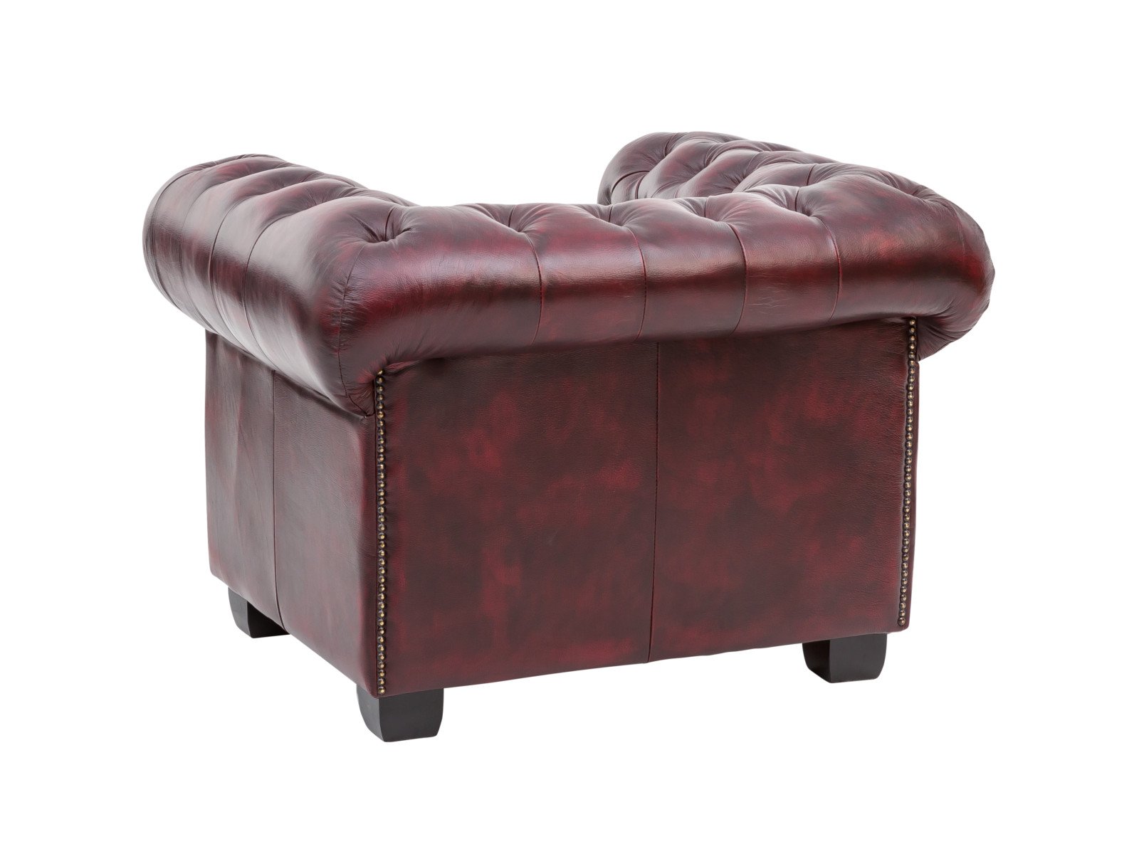 Sessel Chesterfield Echtleder rot 100x72x90 Rückansicht