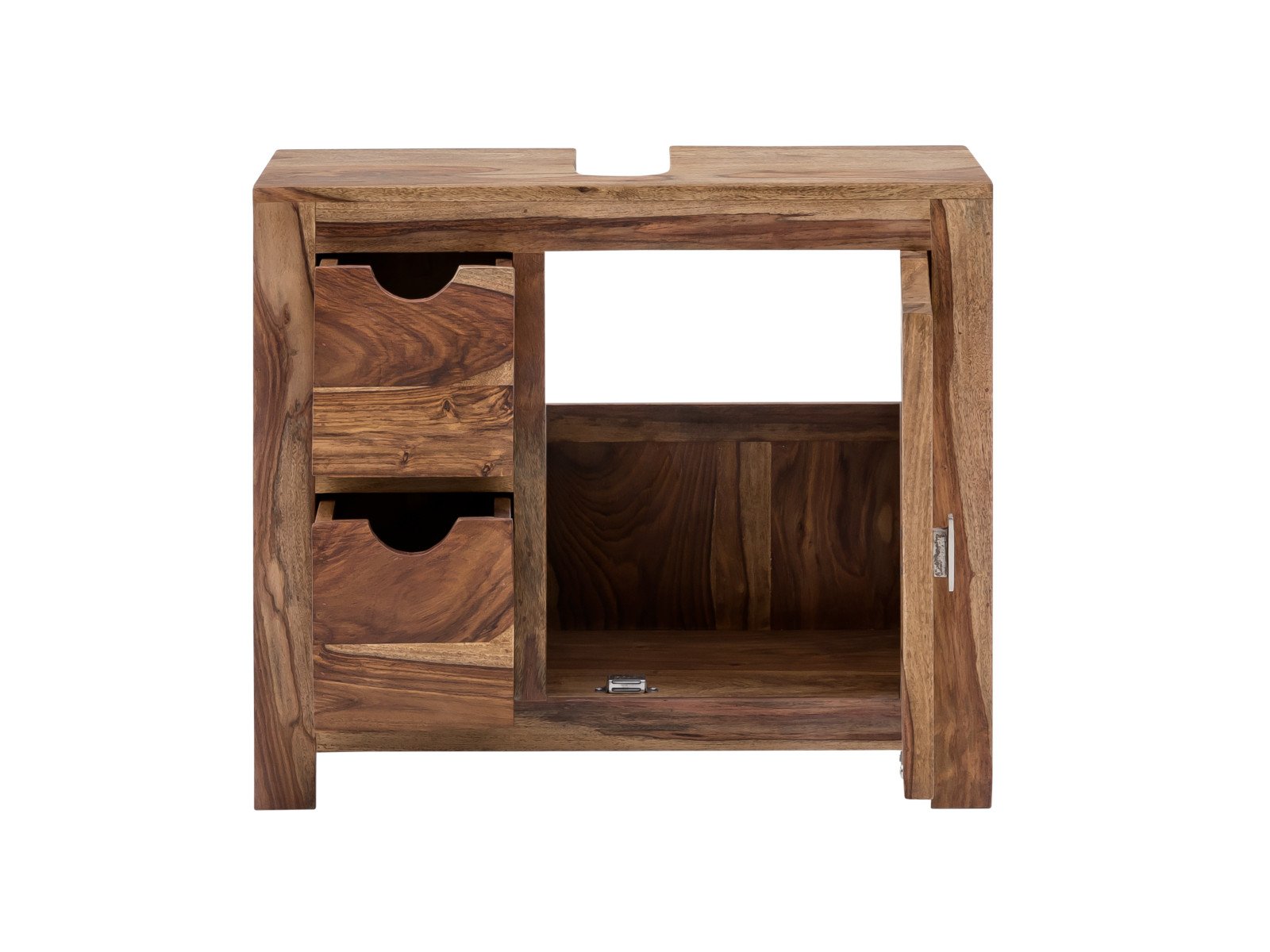 Waschbeckenunterschrank Lagos Holz - Palisander 70x63x30 Frontansicht geöffnet