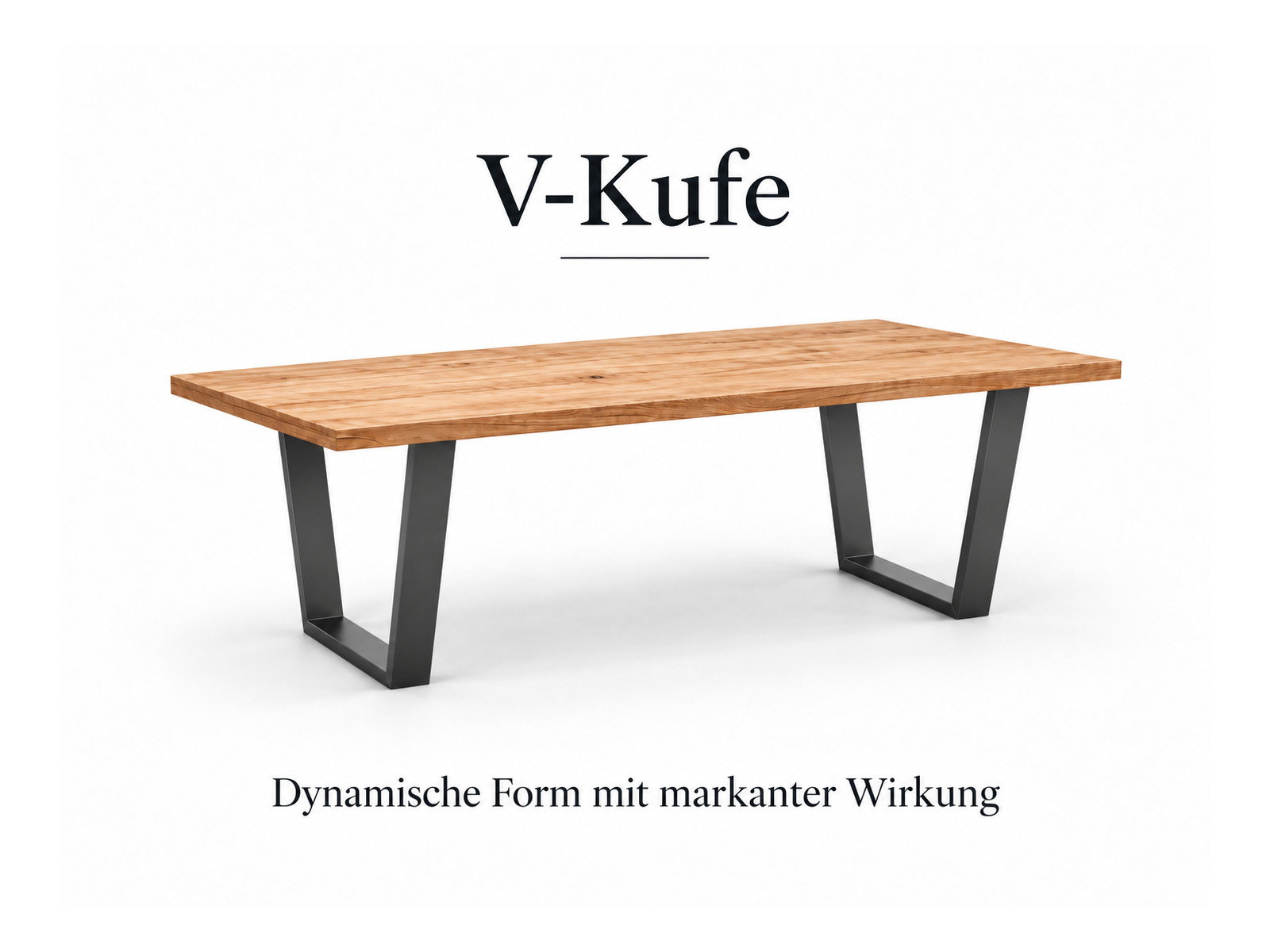 V-Kufe als markante Gestellform für einen Kufentisch